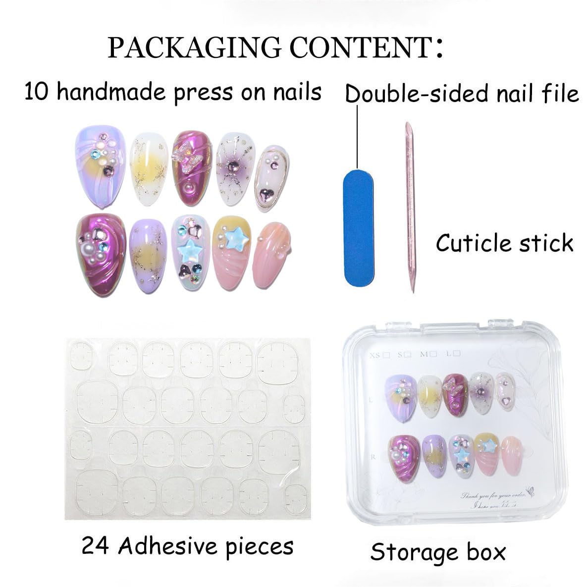 10 Solid Color Handmade Press On Nails | French design False Nails | Skip Salon Trips, Easy to Apply & Remove, Reusable (RR03,XS)