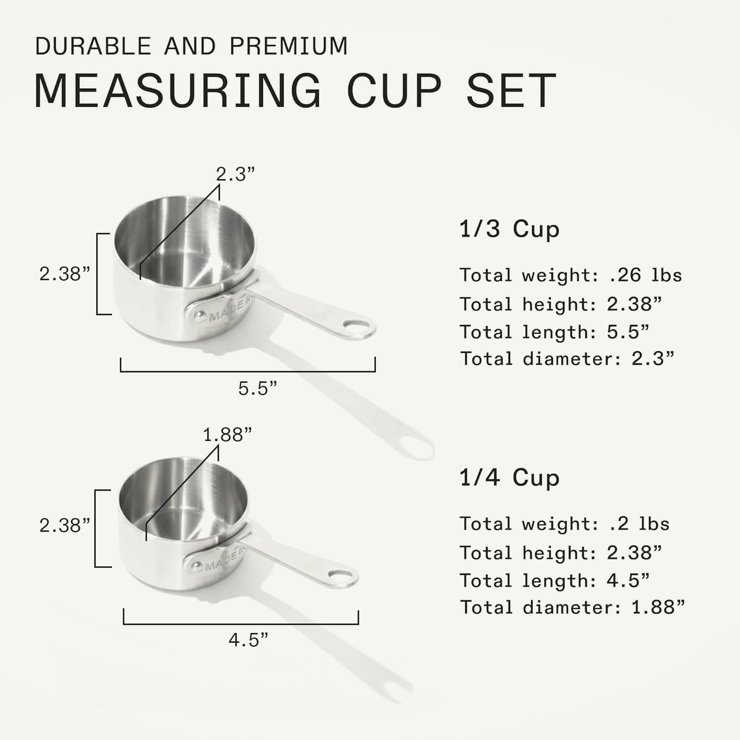 Made In Cookware | Measuring Cup Set | Stainless Steel | Stackable | Dishwasher Safe