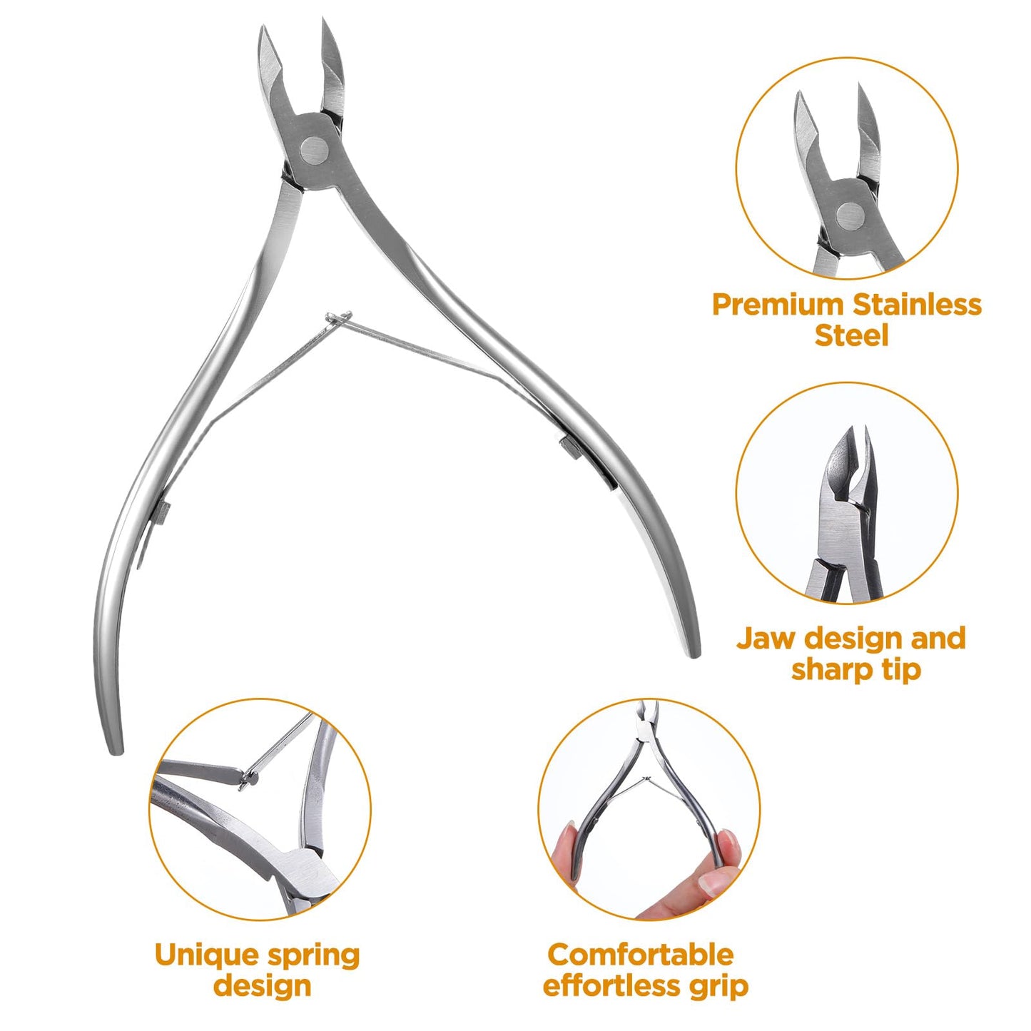 Ptwola 12 Packs Professional Cuticle Trimmer Nippers Stainless Steel Nail Cuticle Cutter Sharp Pointed Blade Dead Skin Remover Clipper Scissor Pedicure Manicure Tool for Fingernails Toenails Care