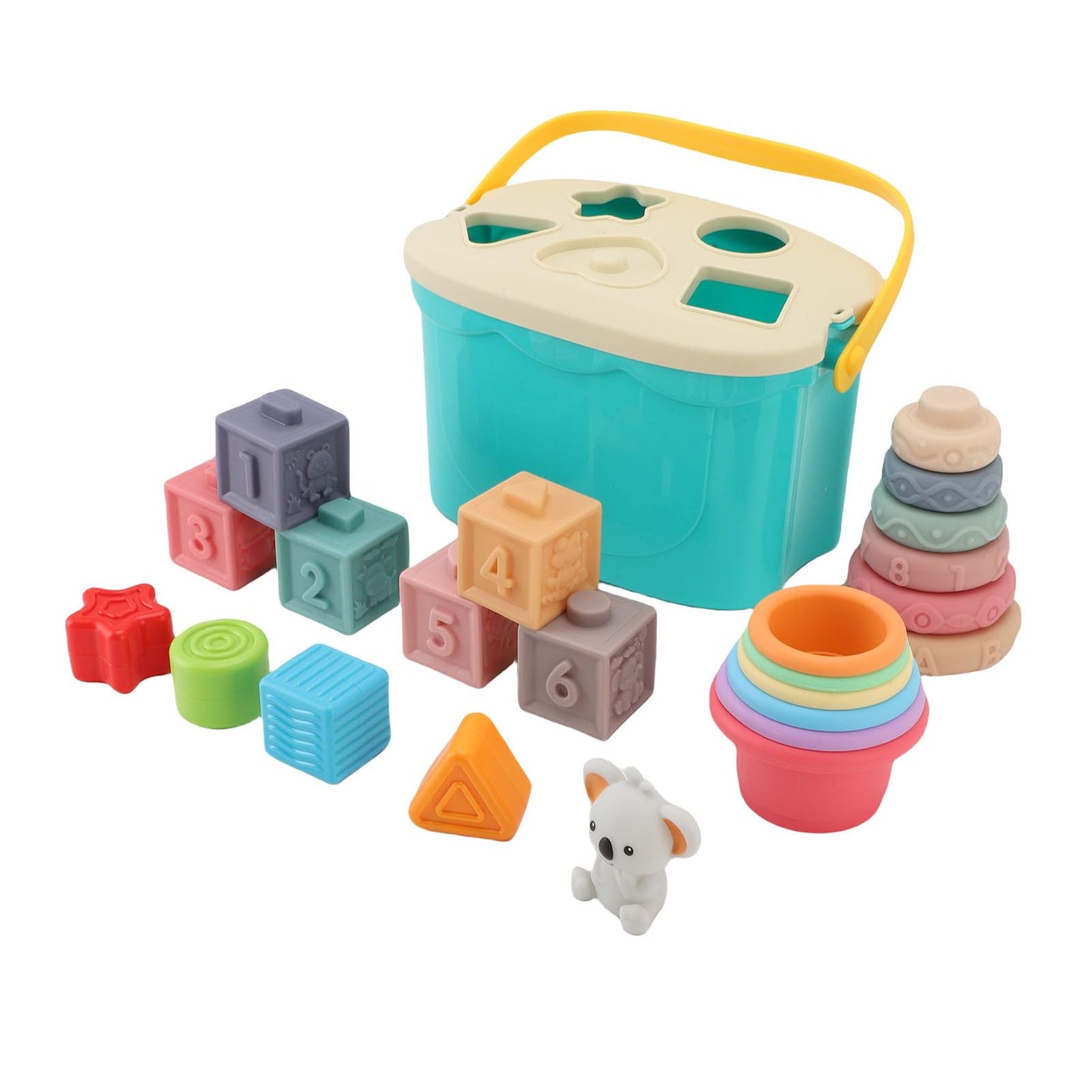Soft Rubber Stacking Building Blocks for Babies Grip Training Educational Toys for Bath Play, Soft Infant Blocks for Children