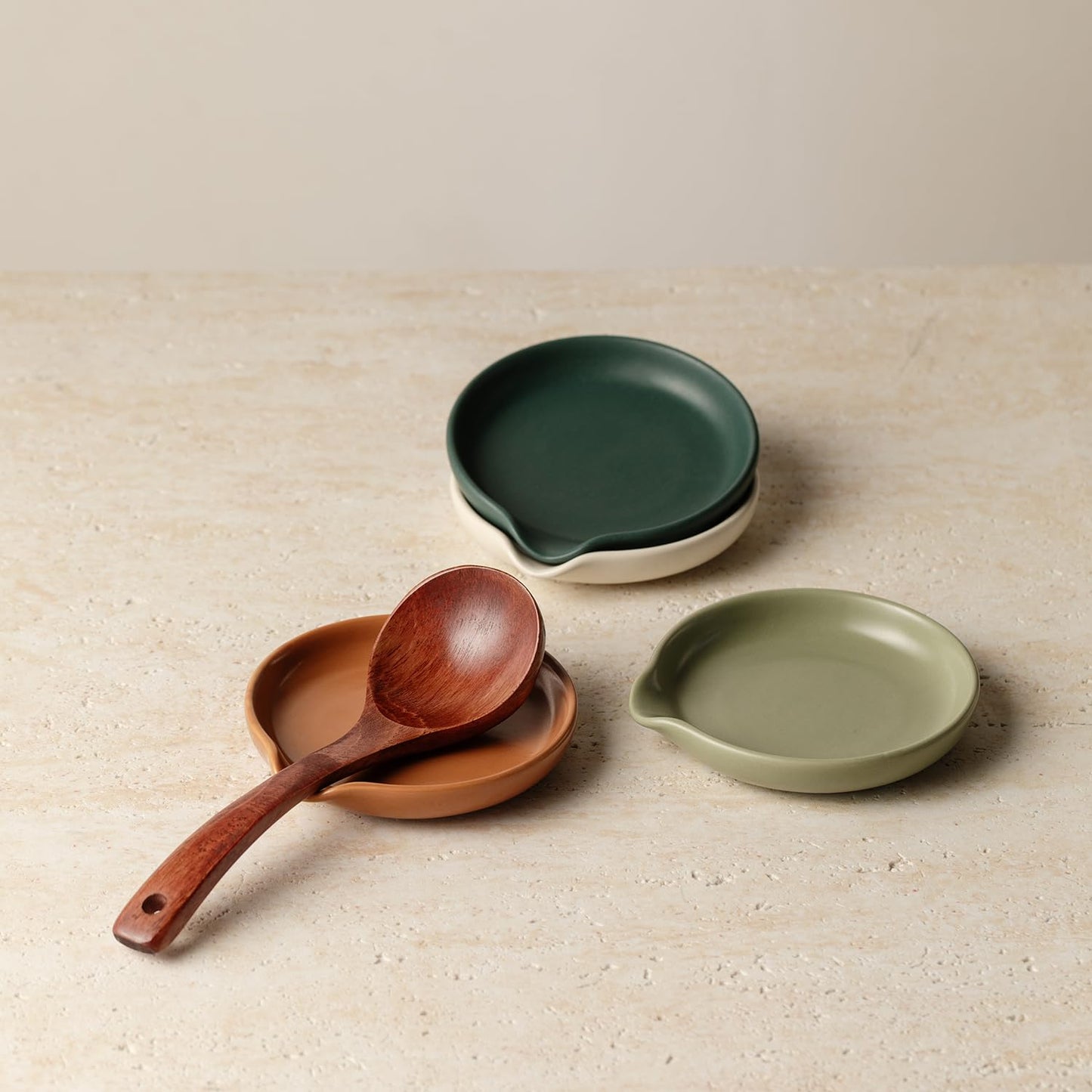 Ceramic Spoon Rest, 4 Pack Spoon Holder for Stove Top, Suitable for Placing Spoons, Spatulas, Whisks, Ladles