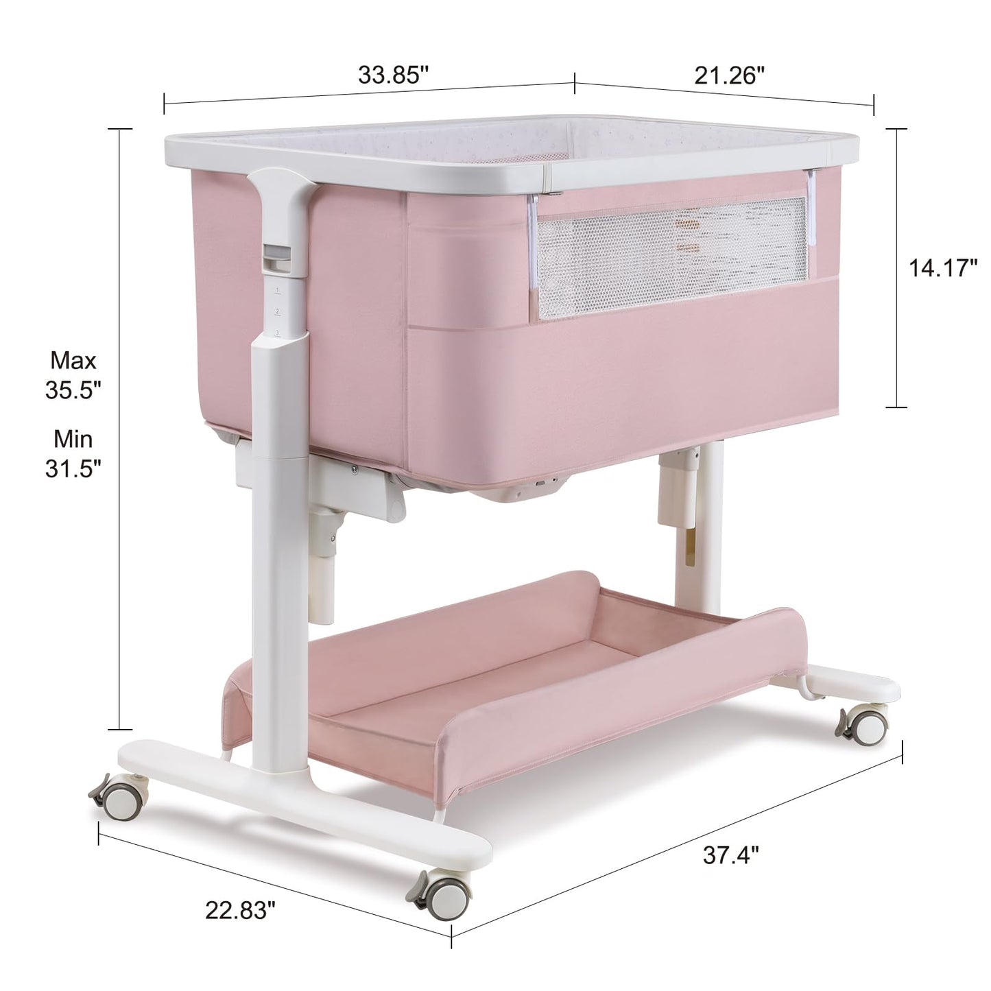 Staroyal Electric Bassinet Baby Cradle 3 Rocking Motion, 3 in 1 Baby Bassinets for Newborn with 5 Heights Adjustable, Girl/boy Automatic Rolling Bedside Sleeper, Pink