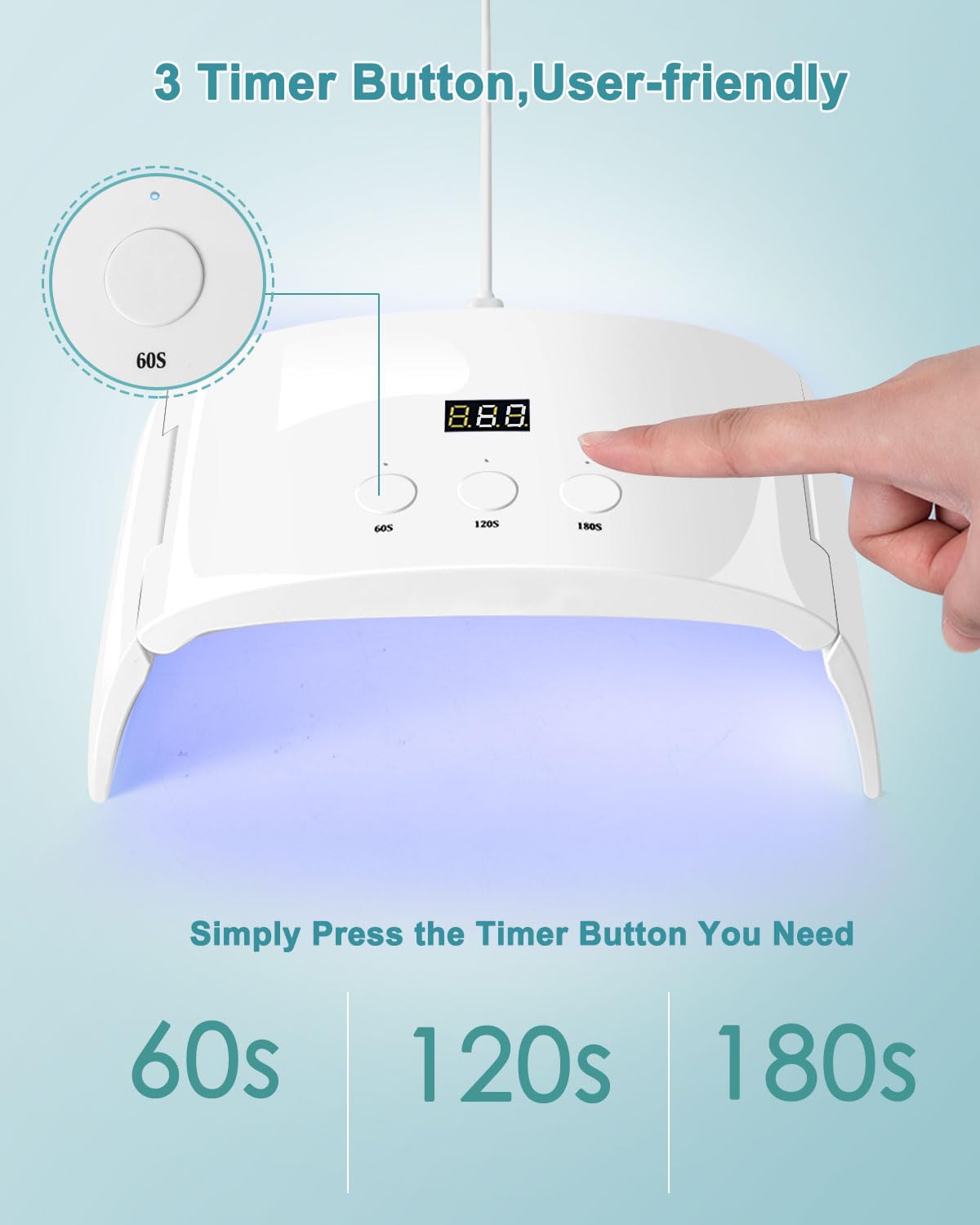 Lotifie UV Led Nail Lamp Spacious Foldable Curing Light Dryer for Gel Nails Polish(White lamp pro)
