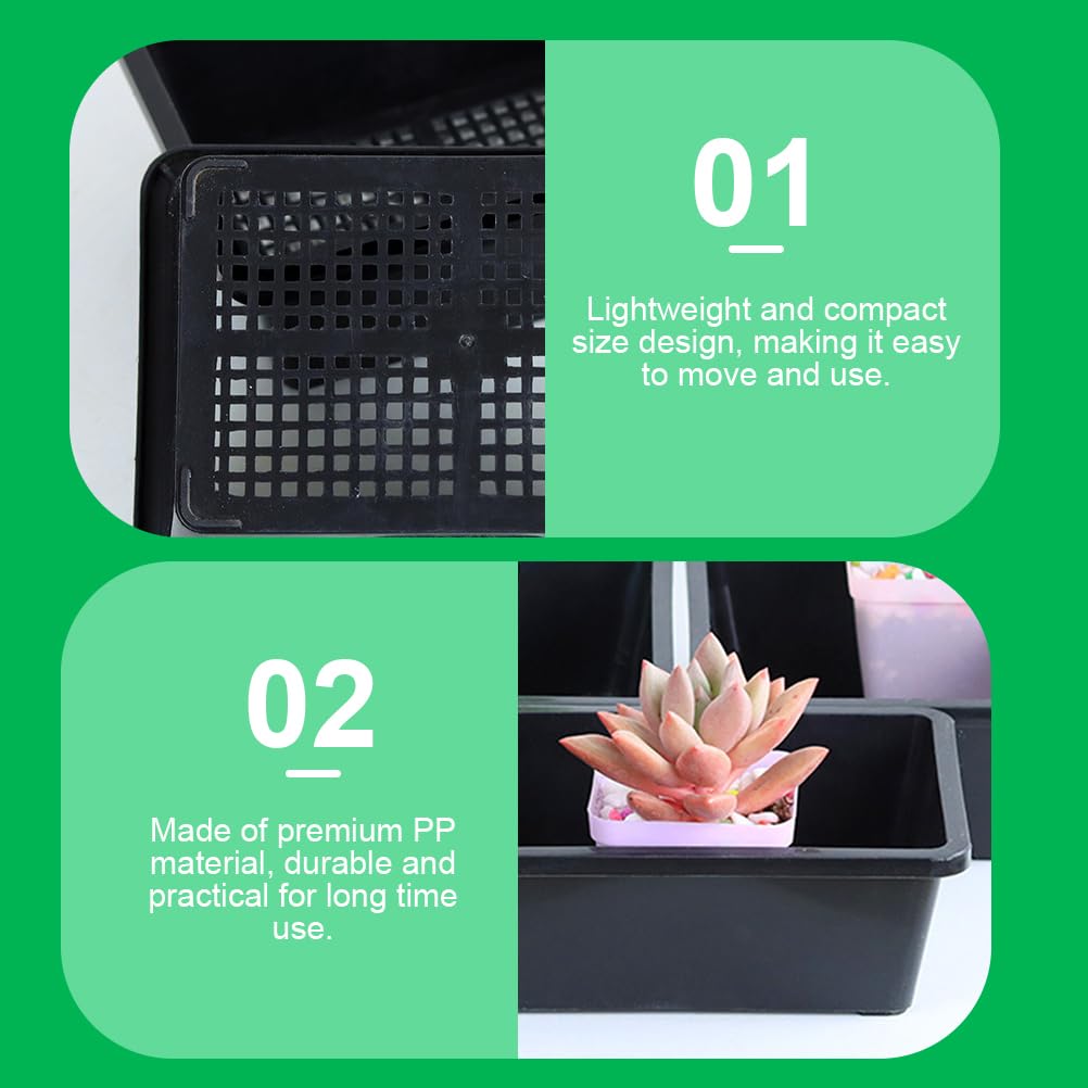 YARNOW 10 Pcs Mesh Bottom Trays Seedling Starter Trays Plastic Plant Reusable Recyclable Grow Plants Start Seeds Germination for Greenhouse Hydroponics Home Decor Accents