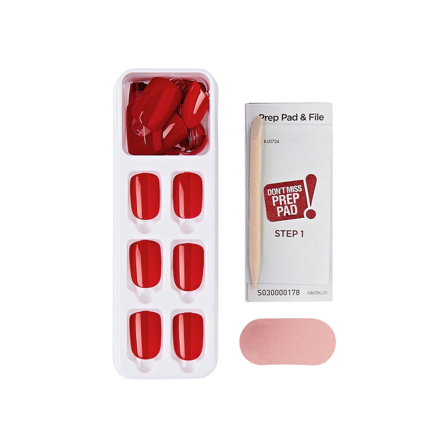 Kiss Impress No Glue Mani Press On Nails, Color, 'Golden Harvest', Red, Short Size, Squoval Shape, Includes 30 Nails, Prep Pad, Instructions Sheet, 1 Manicure Stick, 1 Mini File