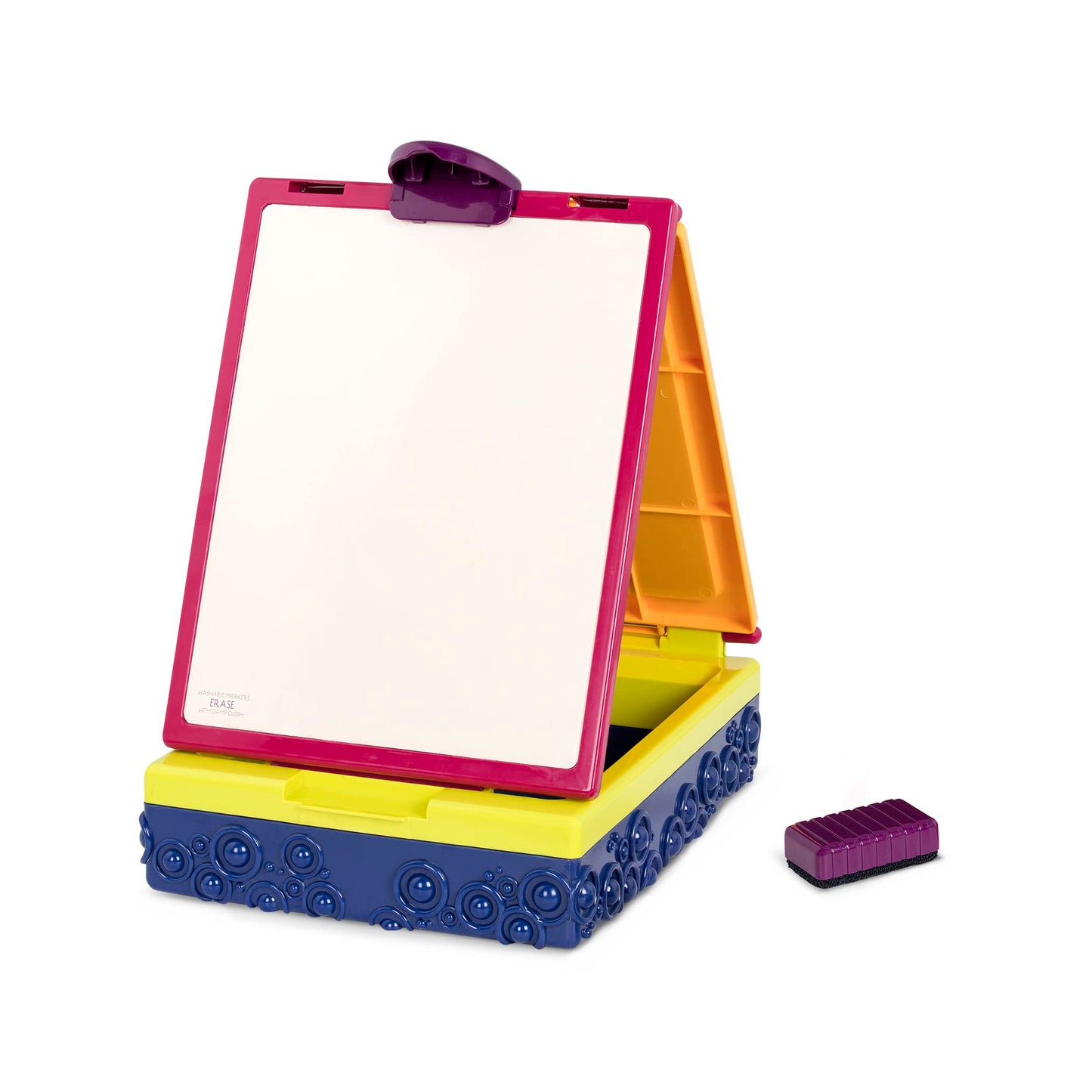 B. toys – Take It Easel – Creative Portable Table Top Easel – Chalkboard & Whiteboard – Drawing Toys for Toddlers, Kids – 2+ Years