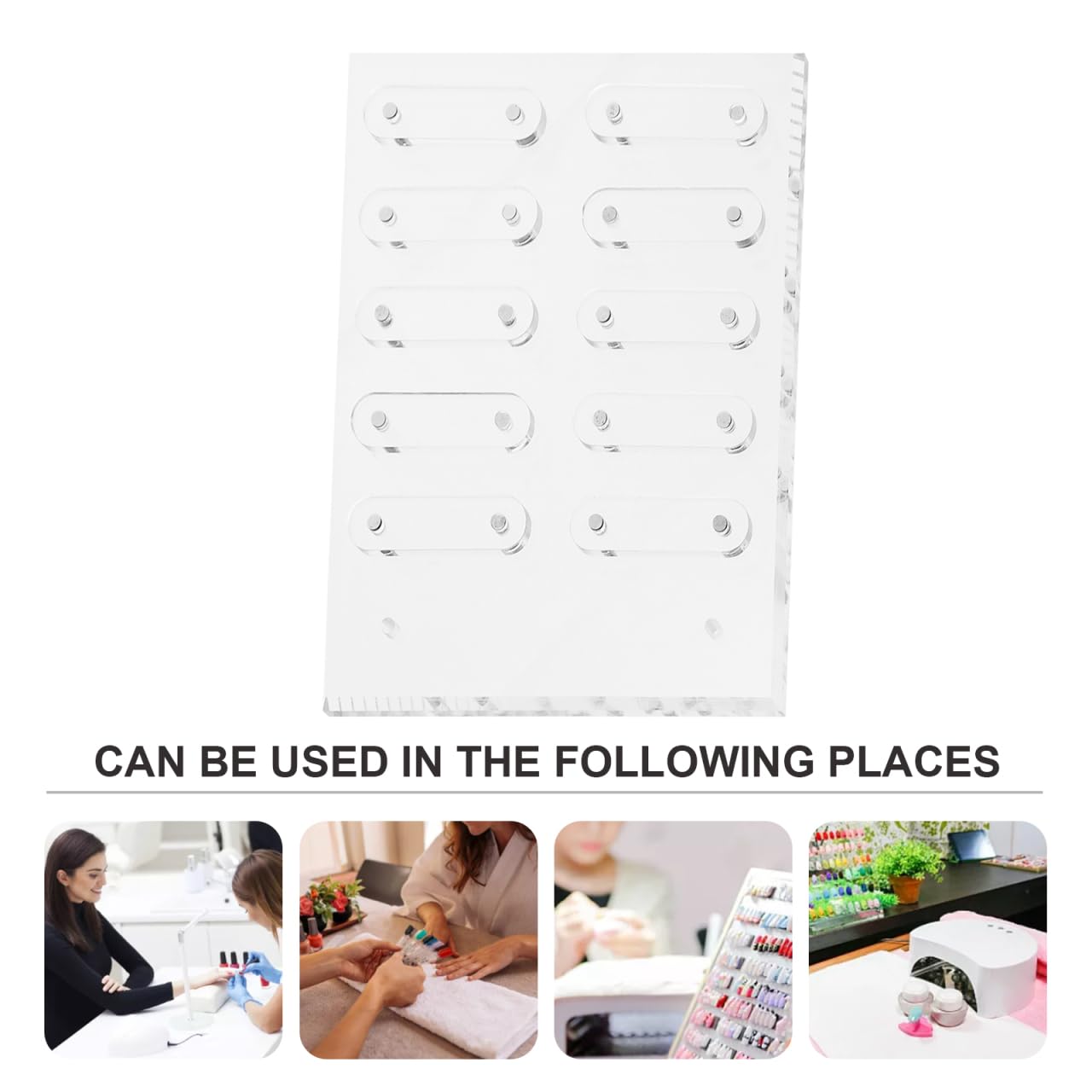 Hemoton Magnetic Nail Display Board Acrylic Manicure Tips Holder with Stand for Salon and Personal Nail Art Show