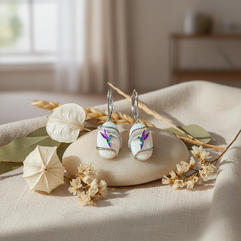ONEFINITY Opal Hummingbird Earrings Opal Earrings Hummingbird Jewelry Gifts for Women