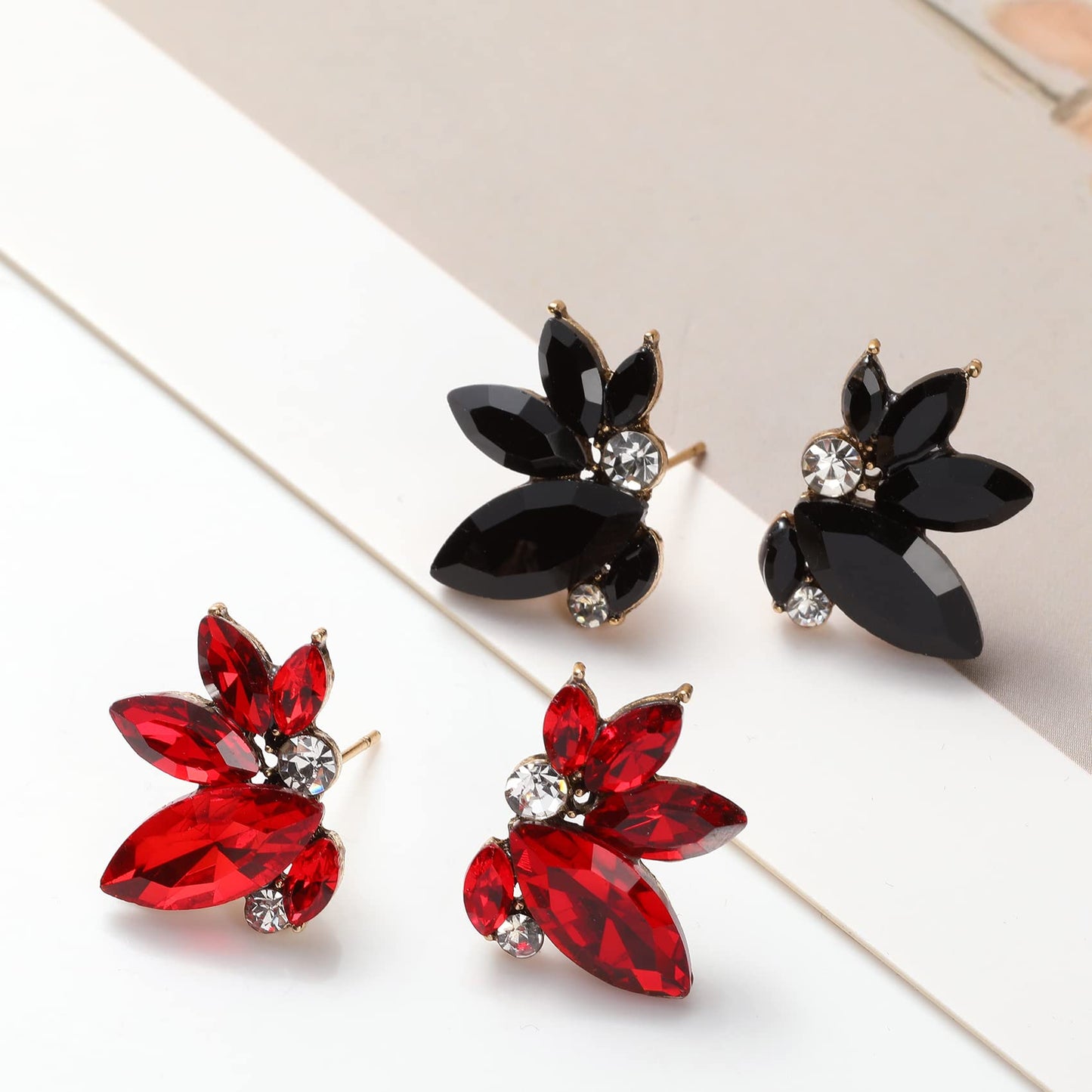 Black Rhinestone Earring Sparkly Faux Crystal Stud Earrings for Women Wedding Prom Party