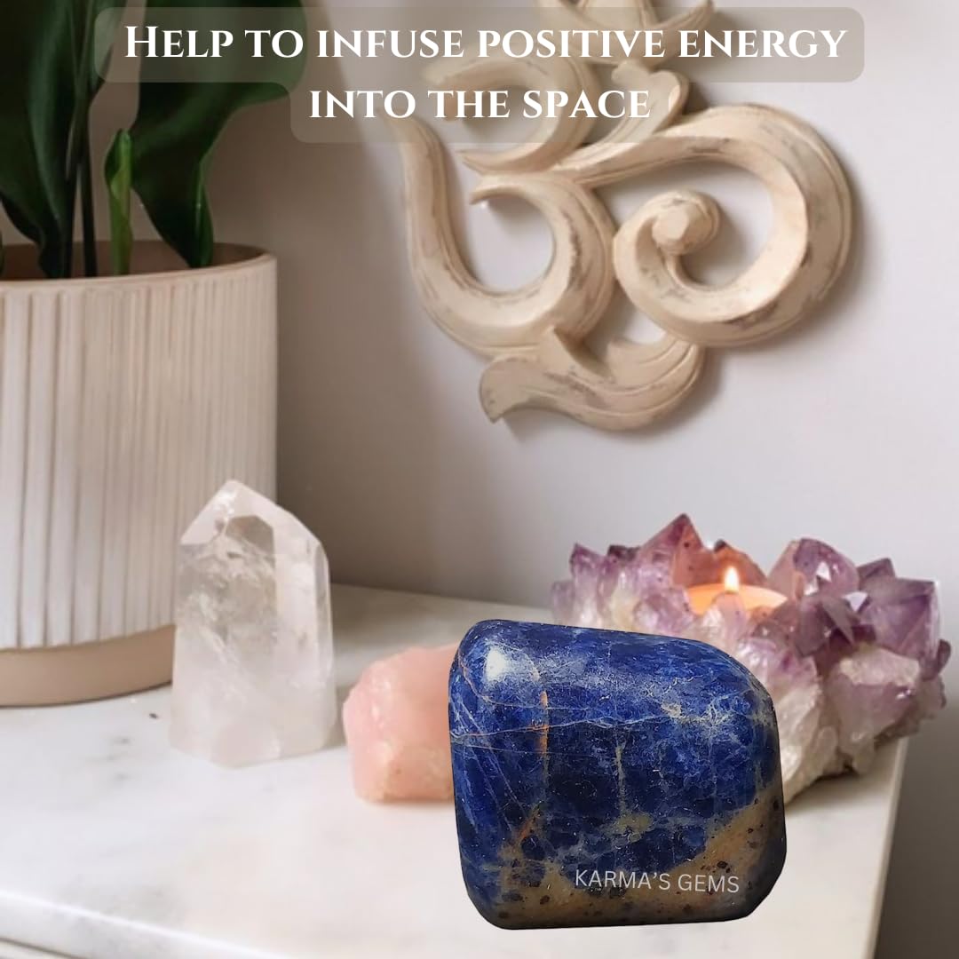 Karma Gems Sodalite Tumbled Stones Natural Crystal Kit for Reiki Healing Crystal Polished, Tumble Stones, Chakra Balancing, Reiki Gift, Home Decor (15-25 MM)