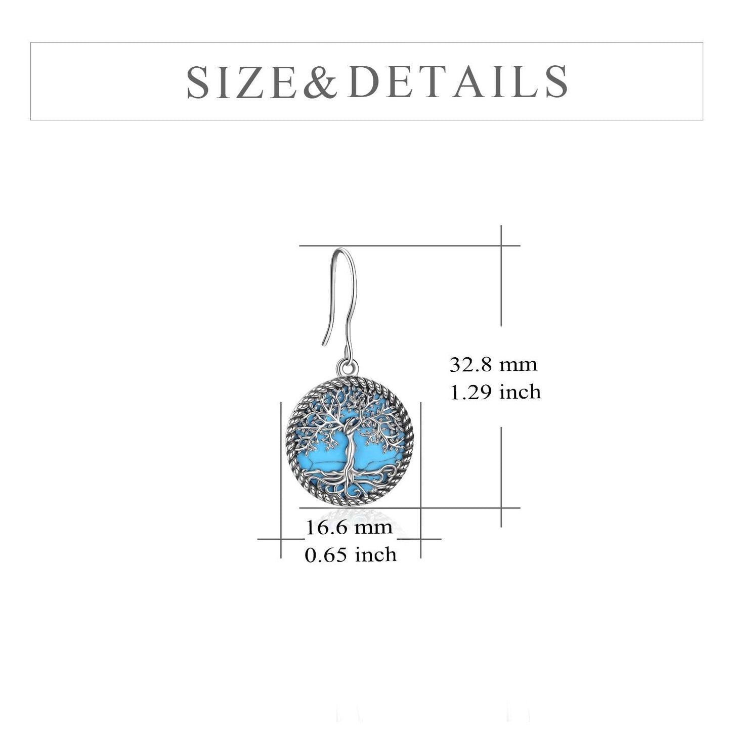 ONEFINITY 925 Sterling Silver Turquoise Tree of Life Dangle Drop Earrings Tree of Life Jewelry for Women