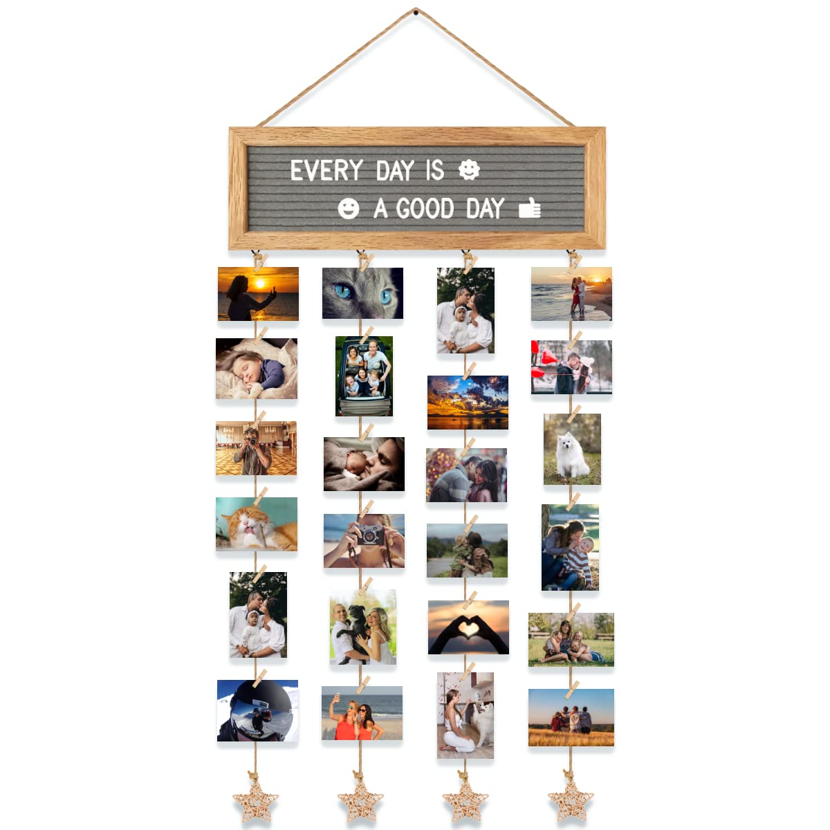 CJIAWYS Picture Frames Collage Wall Decor Hanging Photo Display Frame Felt Letter Board with 340 Letters and 30 Clips, Unique DIY Collage Picture Frames for Dorm Room Decor, Christmas Birthday Party