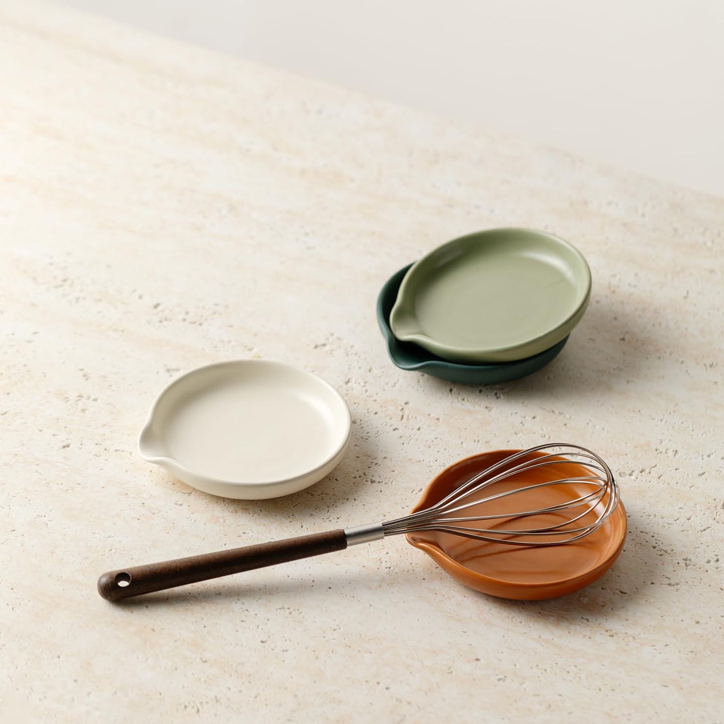 Ceramic Spoon Rest, 4 Pack Spoon Holder for Stove Top, Suitable for Placing Spoons, Spatulas, Whisks, Ladles
