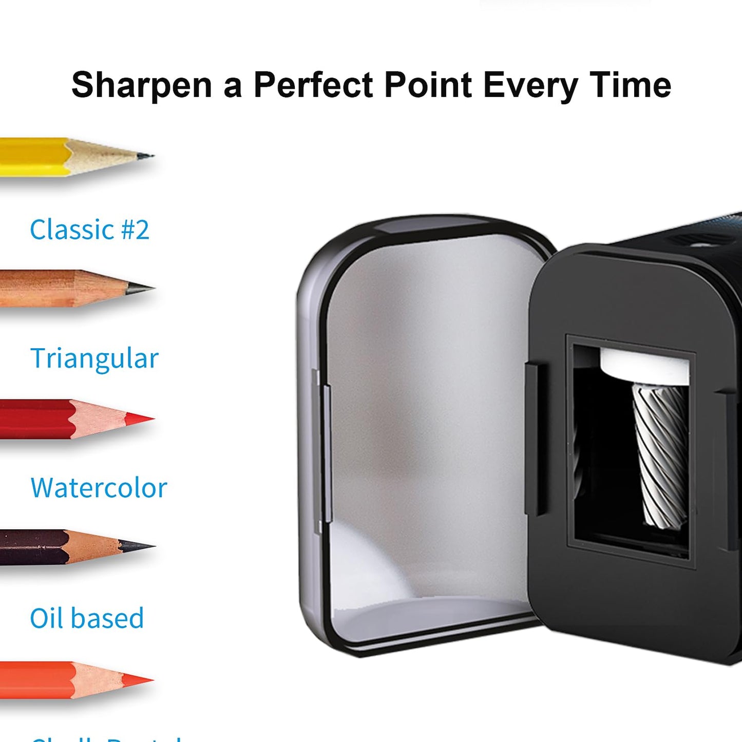 Battery Operated Electric Pencil Sharpener, Portable Pencil Sharpener for Kids, for No.2/Color Pencils (6-8mm), School, Home, Office, Classroom(Black)