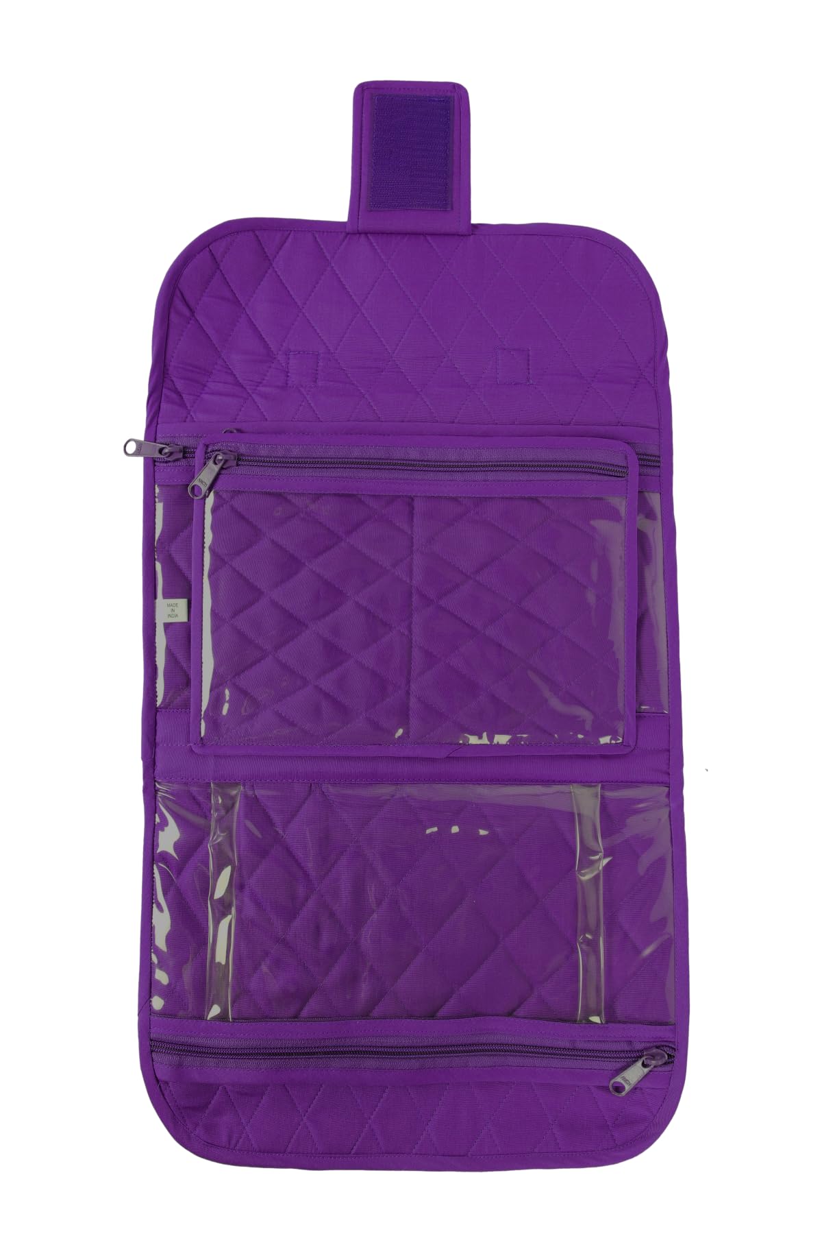 Yazzii Trifold Craft Project Case - Craft Organizer, Travel Tote Bag with Clear Pockets & Handle - Crafts, Crochet, Sewing Accessories - Purple