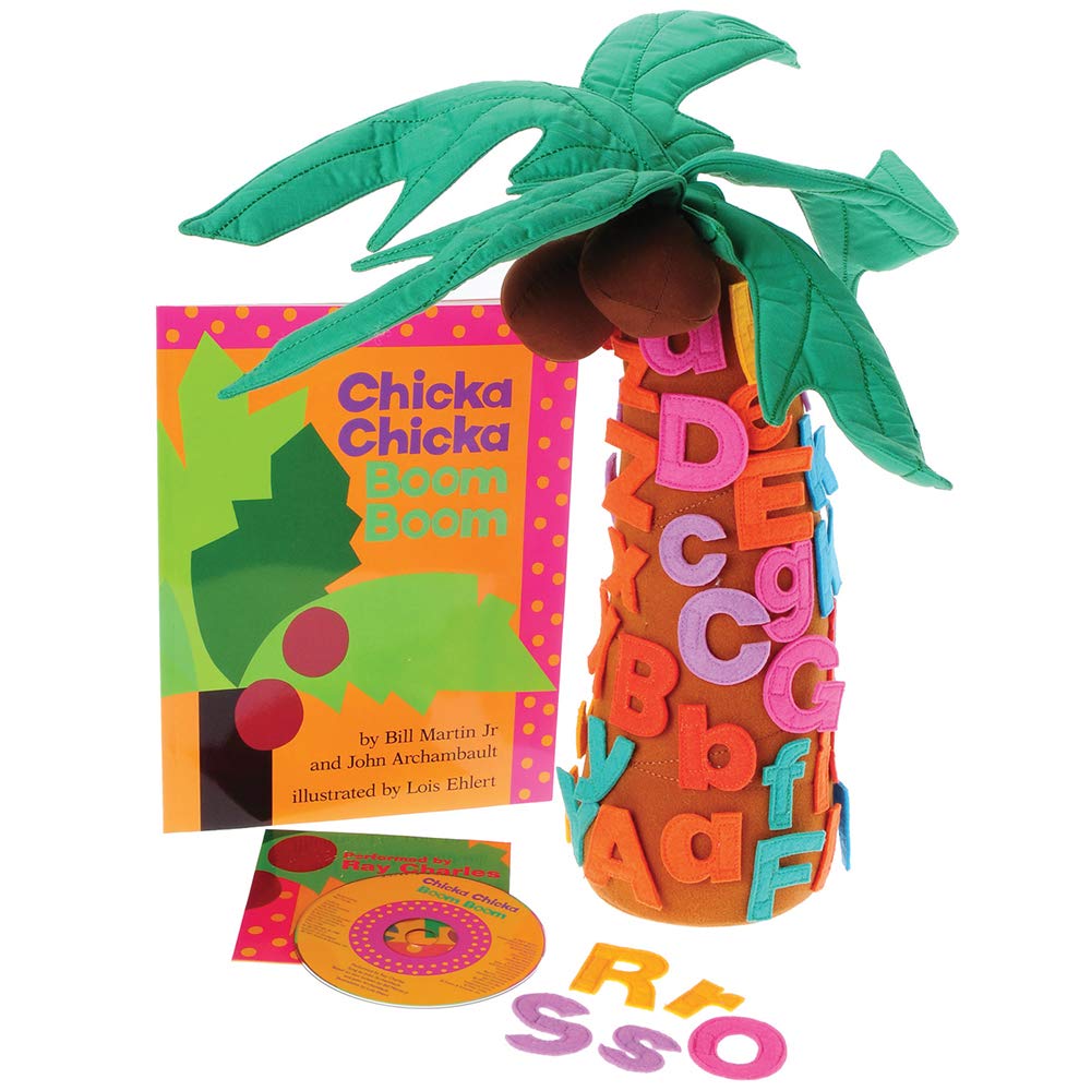 Constructive Playthings Chicka Chicka Boom Boom Childrens Book & Audiobook CD, Includes Alphabet and Tree Props, Attachable Felt Letters, Literacy Toddler Toys, 3 Years & older