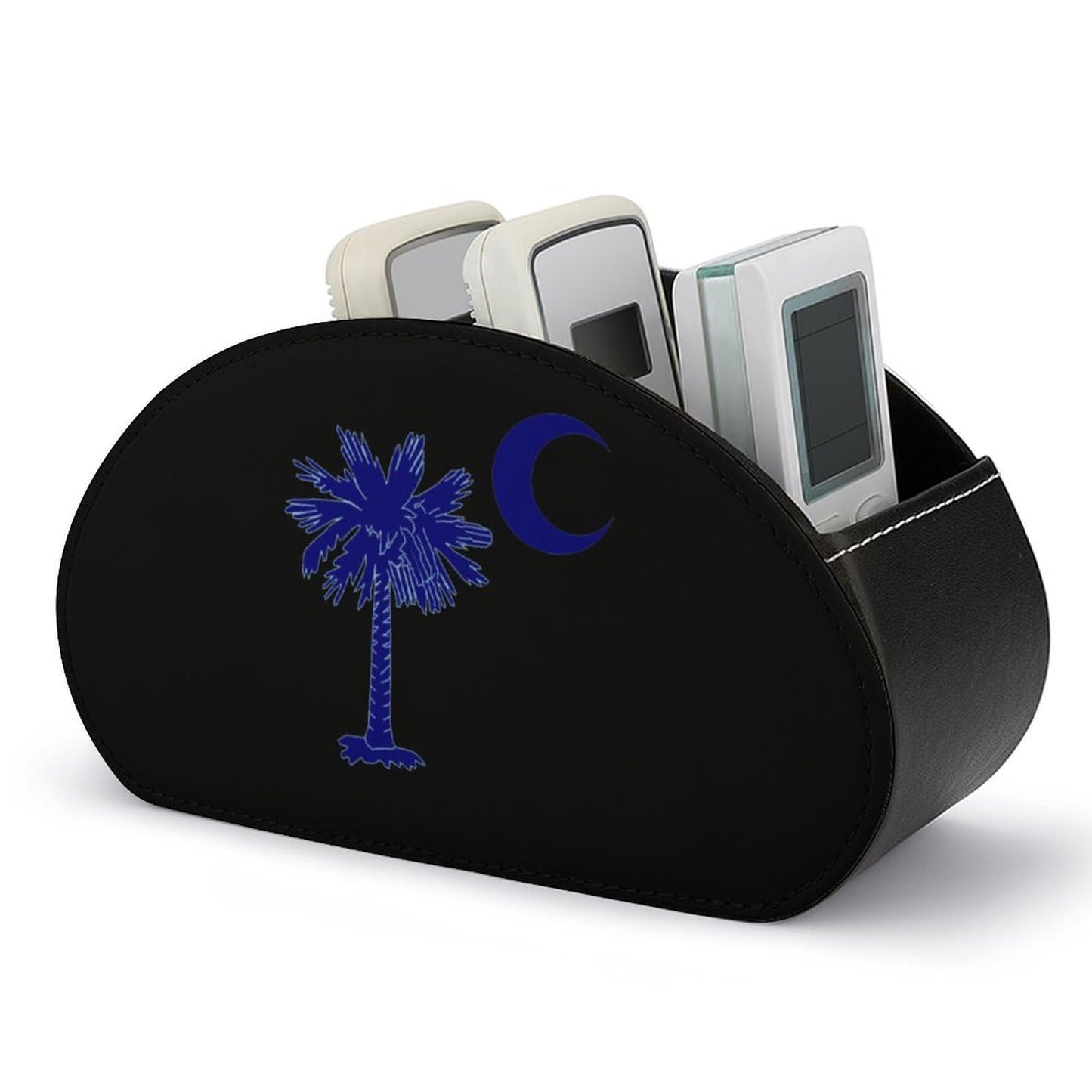 South Carolina Flag Palm Remote Control Holder with 5 Compartments Caddy Desktop Organizer for Home Office