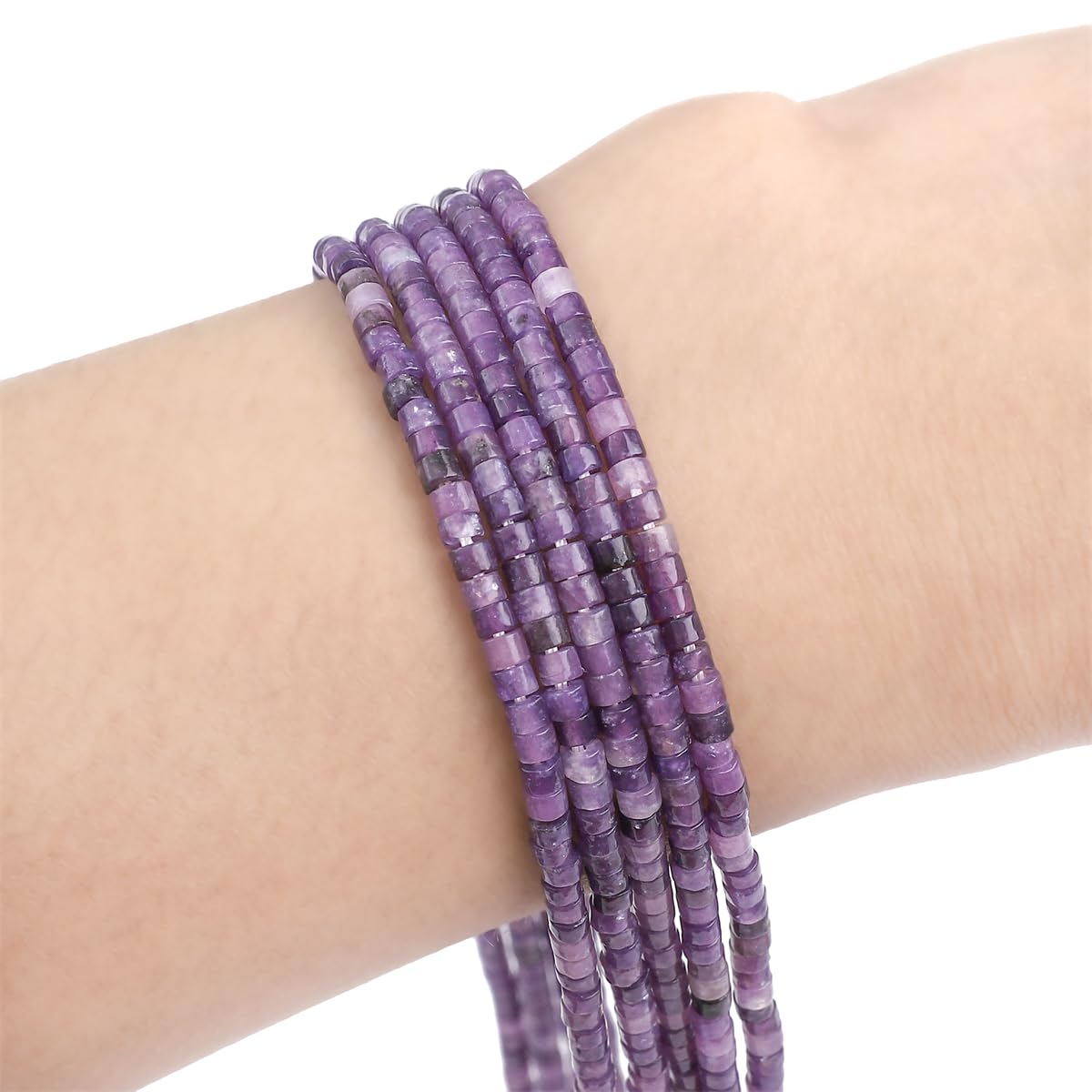 BEADIA Natural Amethyst Spacer Beads Caps Flat Round Loose Beads for Beading Jewelry Making 3mmx2mm 38cm