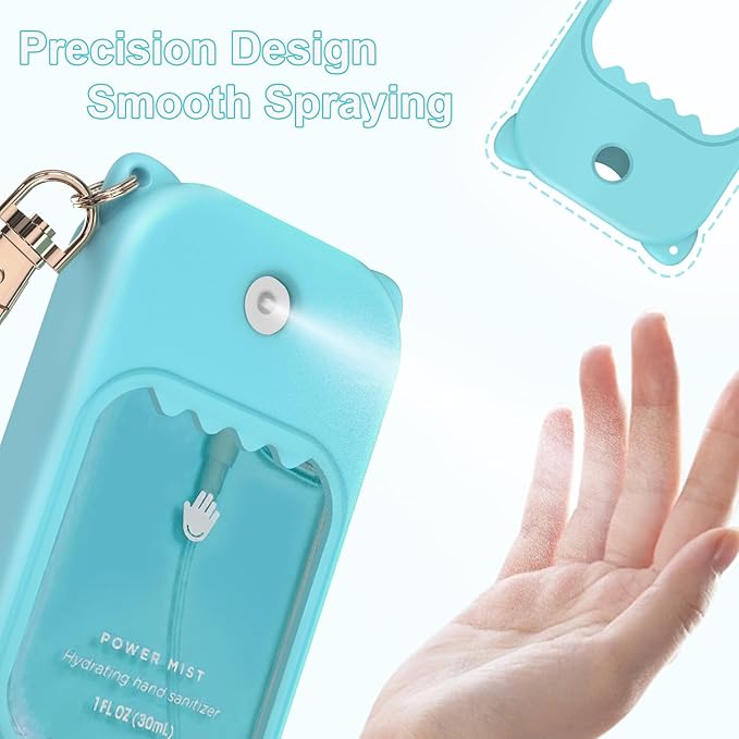 Hand Sanitizer Spray Case for Touchland Silicone Touchland Case Keychain Cute Hand Sanitizer Spray Holder Compatible with Touchland Power Mist Gentle Mist Glow Mist, Blue
