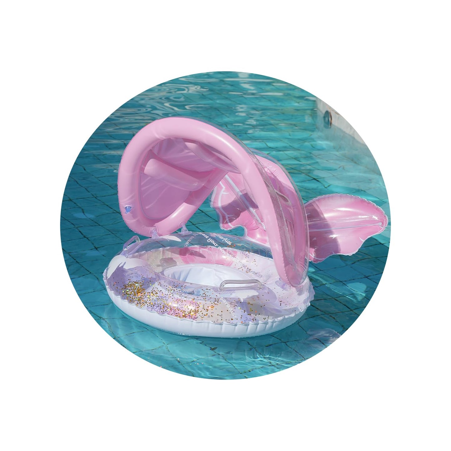 Pool Floats Kids, Inflatable Baby Toddler Swim Ring with Gold Glitter Butterfly Back Support, Ages 6+ Months Under 50 lb, Cute Summer Pool Floaties, Baby Beach Essentials, Dreamy Butterfly Design