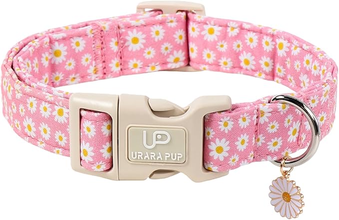 UP URARA PUP Summer Dog Collar, Adorable Dinosaur Cotton Dog Collar with Quick Release, Gift Dino Collars for Small Medium Large Boys Dogs Cute Durable Comfortable Pet Collars