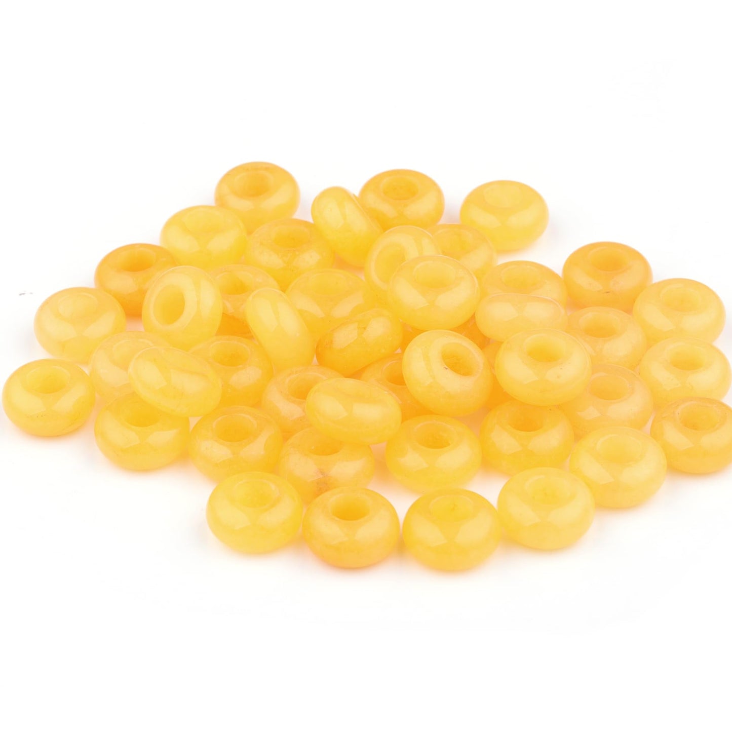 Youngbling Large Hole Gemstone Beads for Jewelry Making,Loose Macrame Natural Stone Beads Pack of 15,Yellow Jade(8 * 14mm)