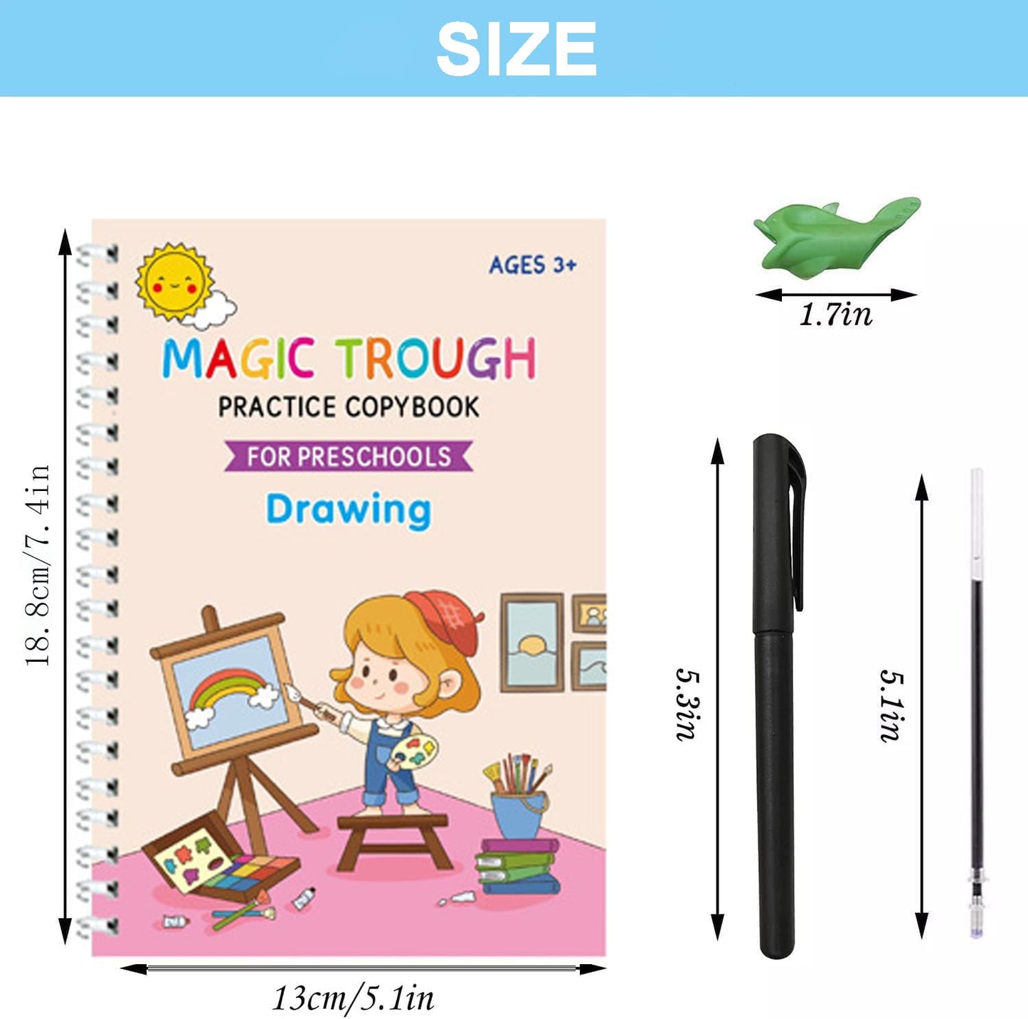 Magic Grooved Writing Books for Kids, Handwriting Practice for Ages 5–7, Tracing Books for Kids Ages 3–5, Preschool & Kindergarten Workbook with Letters, Numbers, Math & Drawing