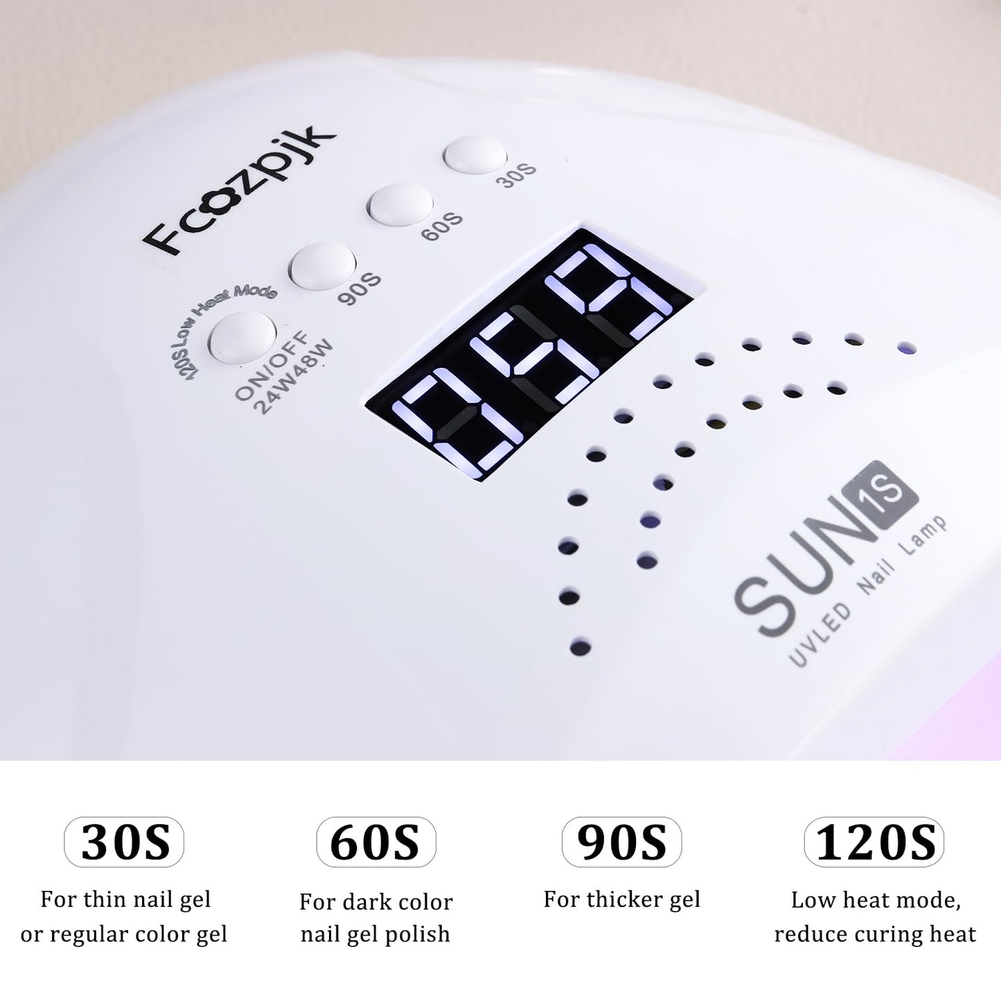 Fcozpjk UV LED Nail Lamp, 48W Nail Dryer for Gel Polish with 30 Beads 4 Timers Smart Sensor Fast Curing Home Manicure Professional Salon Nails Art Tools Supplies