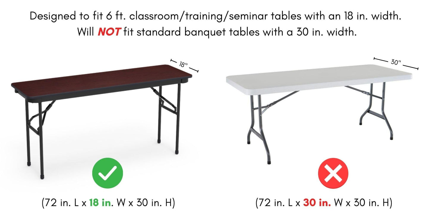 YOUR CHAIR COVERS - Spandex 6 Ft x 18 Inches, Narrow Classroom Open Back Rectangular Training Stretch Tablecloth - Black