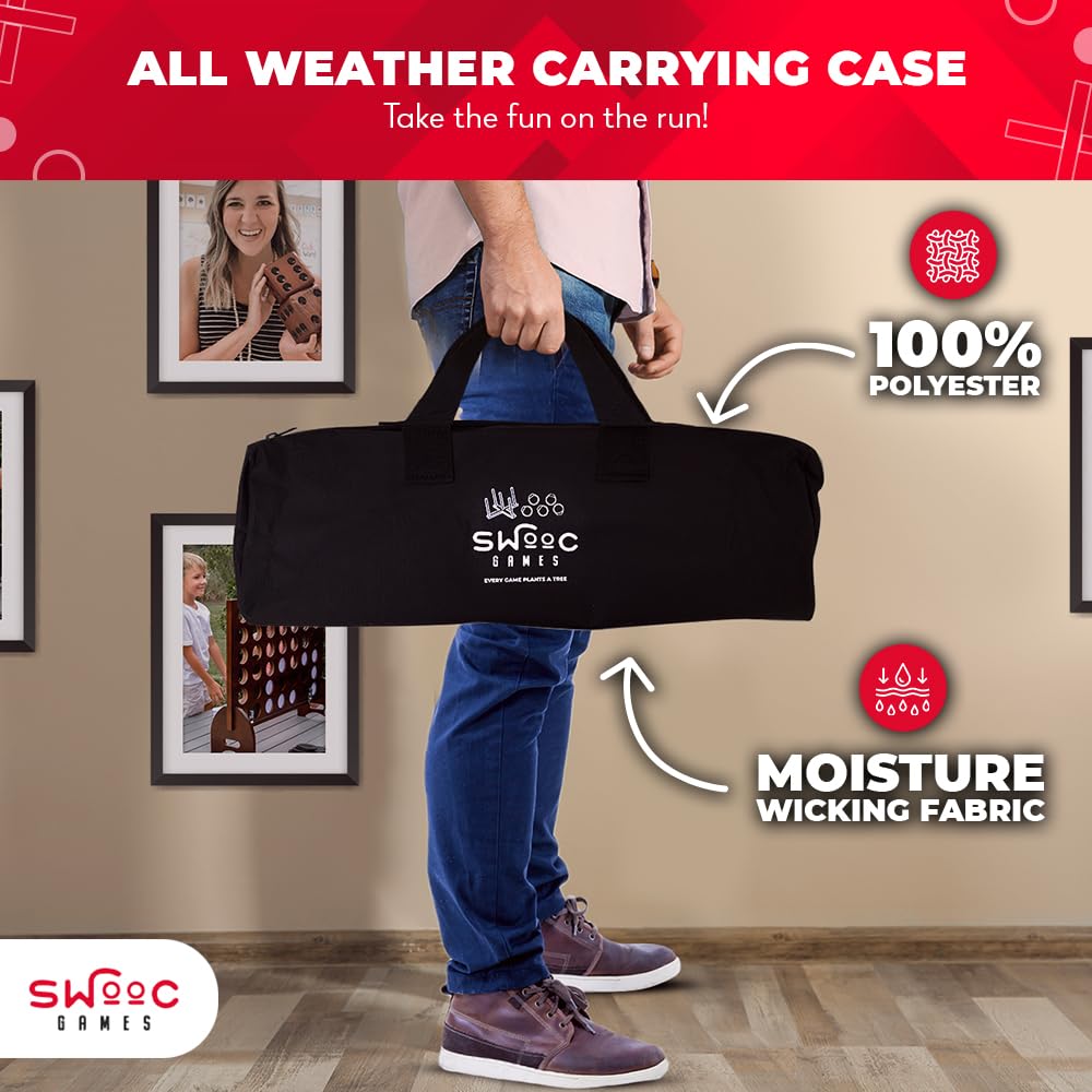 Swooc Games - Premium Rustic Ring Toss Game (All Weather) - Easy Setup & Extra Games Included - Outdoor Ring Toss Game for Adults and Kids - Yard Activity For Adults - Oversized Lawn Activity Rope Set