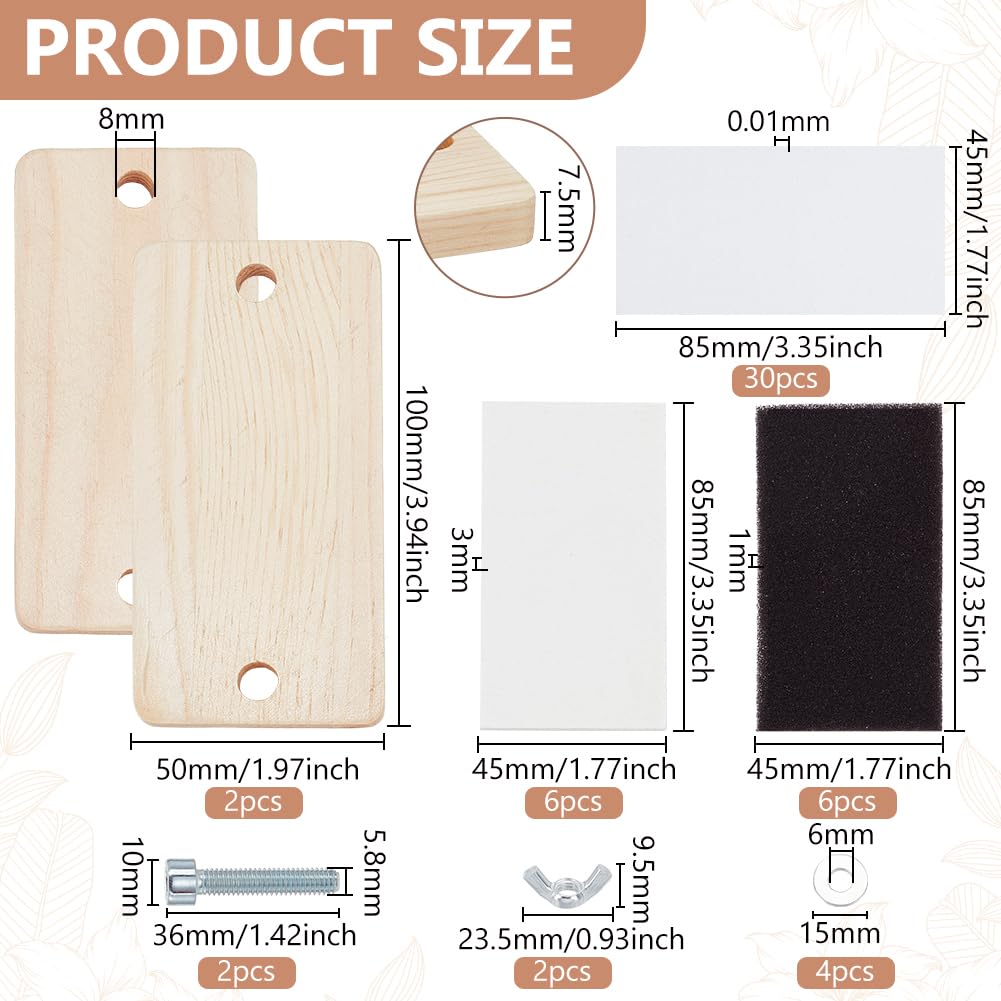 BENECREAT Flower Pressing Kit, 2x3.9inch Rectangle Miniature Flower Press Kit with Bloting Paper for Adults, Wooden Flower Preservation Kit for Crafters Dried Flower Leaf Making