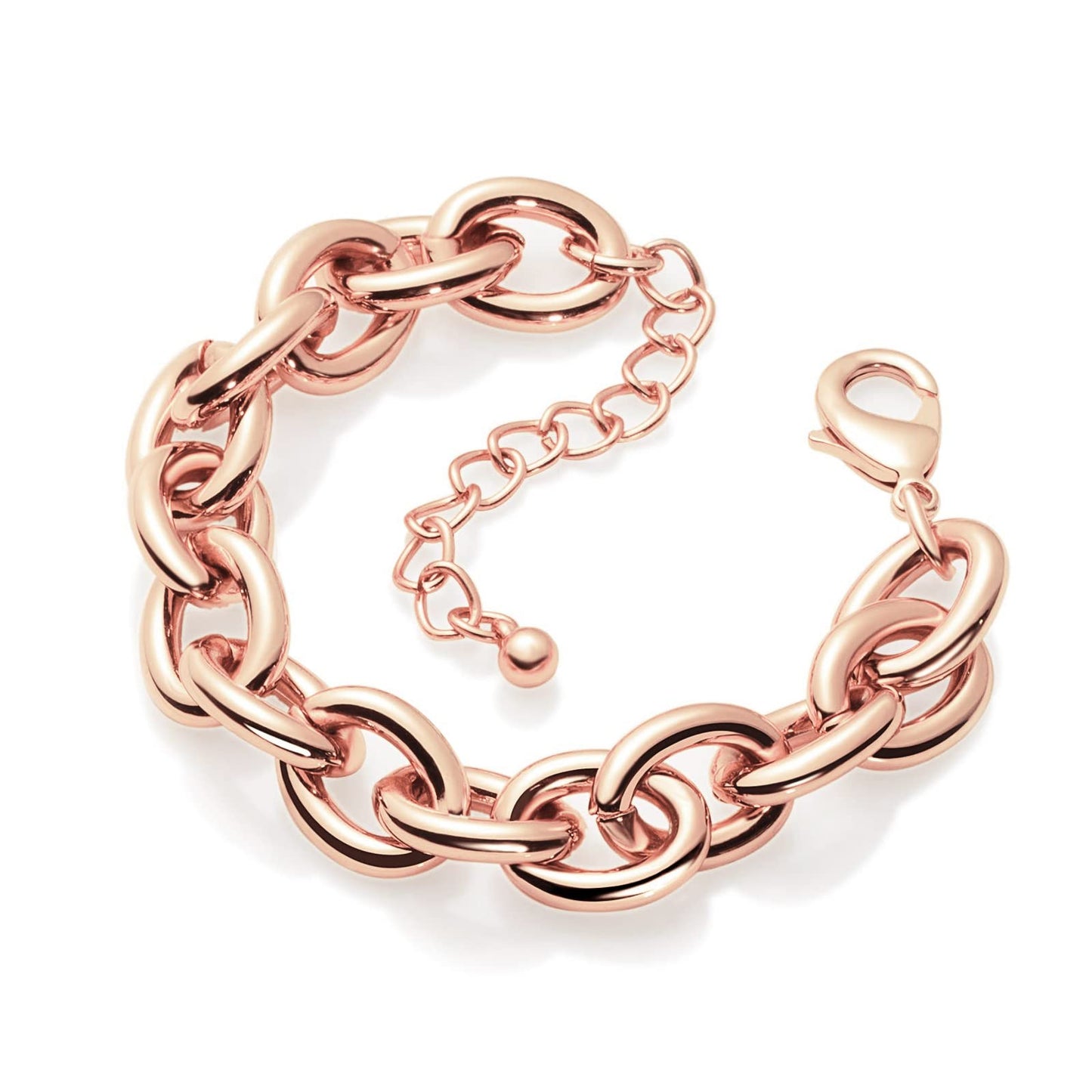 LANE WOODS Gold Bracelets for Women 14k Gold Plated Chunky Thick Large Link Chain Bracelet (Rose Gold)