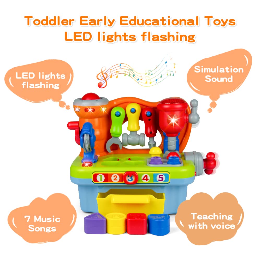 Woby Multifunctional Musical Learning Tool Workbench Toy Set for Kids with Shape Sorter Tools