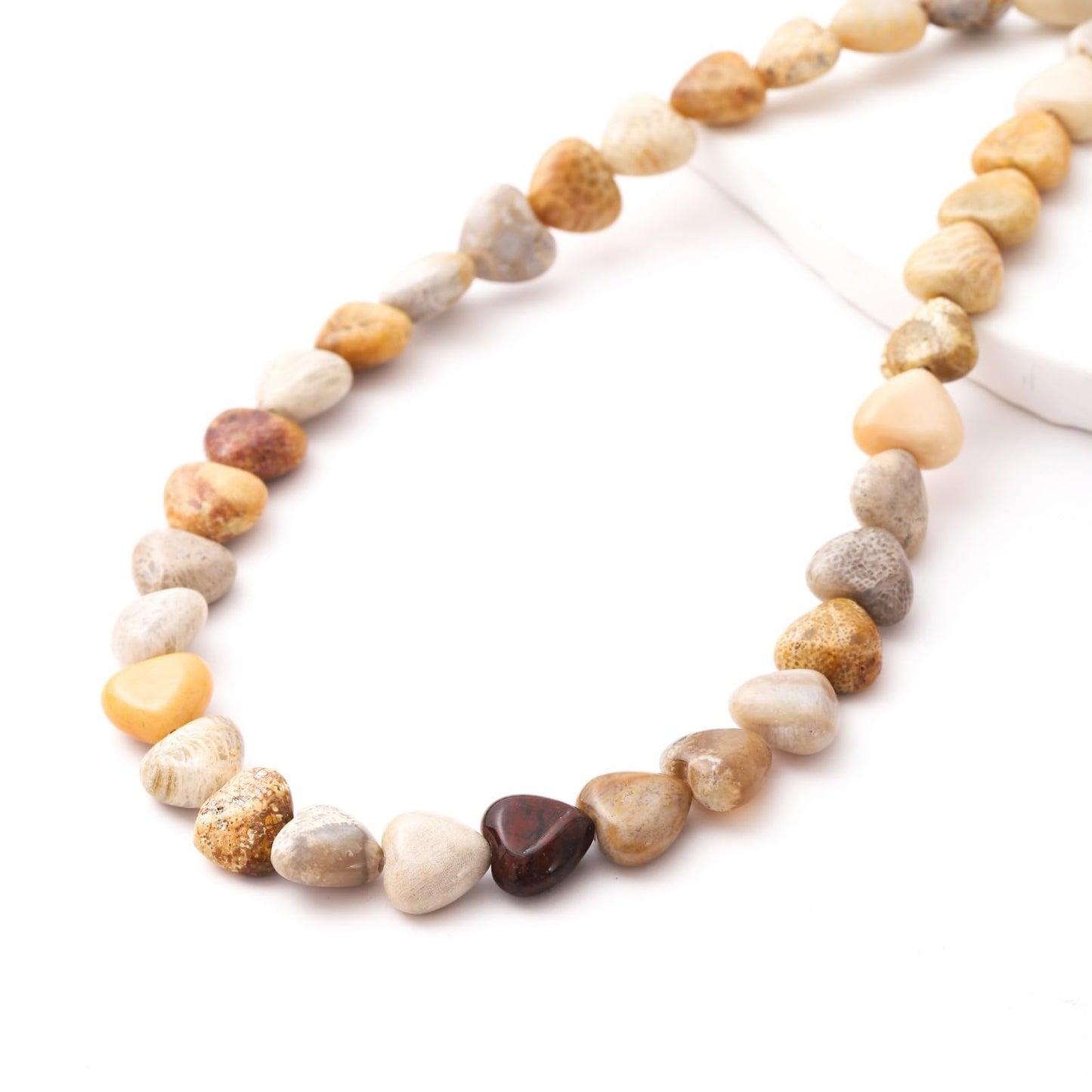 Natural Heart Shaped Chrysanthemum Stone Beads 10mm Loose Crystal Healing Beads for DIY Necklace Bracelet Making Gemstone Craft Supplies