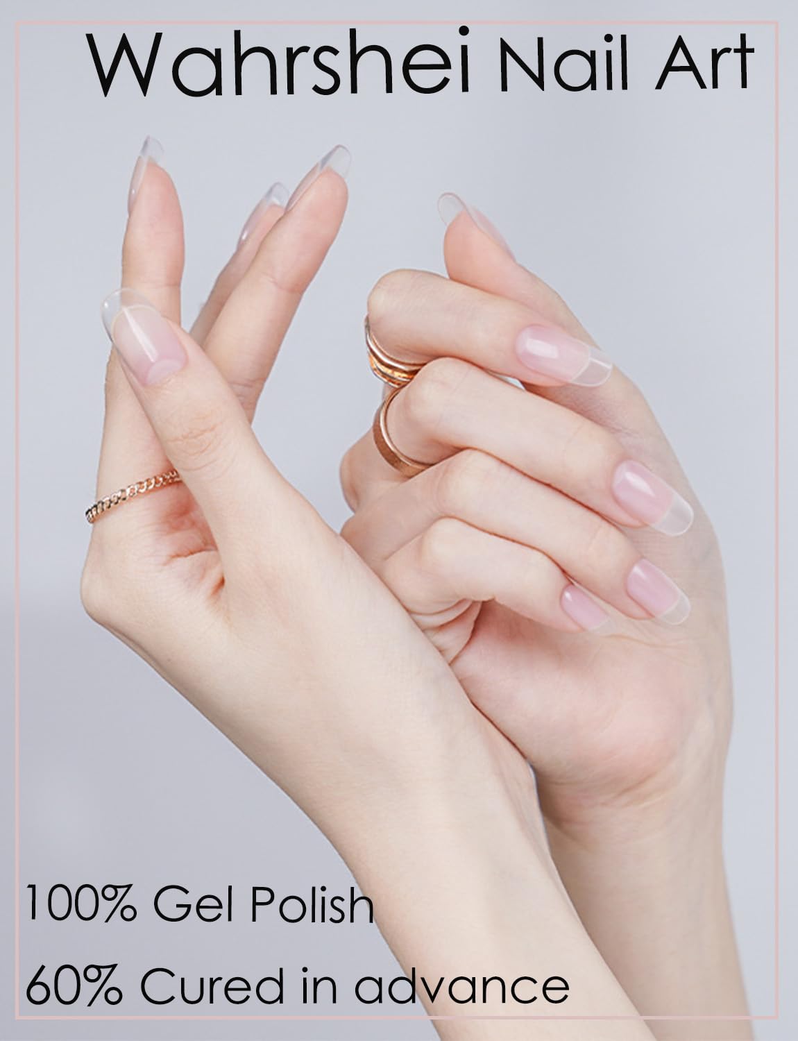 Semi Cured Gel Nail Strips, 20pcs Gel Nail Stickers UV, Wraps for Home Manirue DIY (Clear)