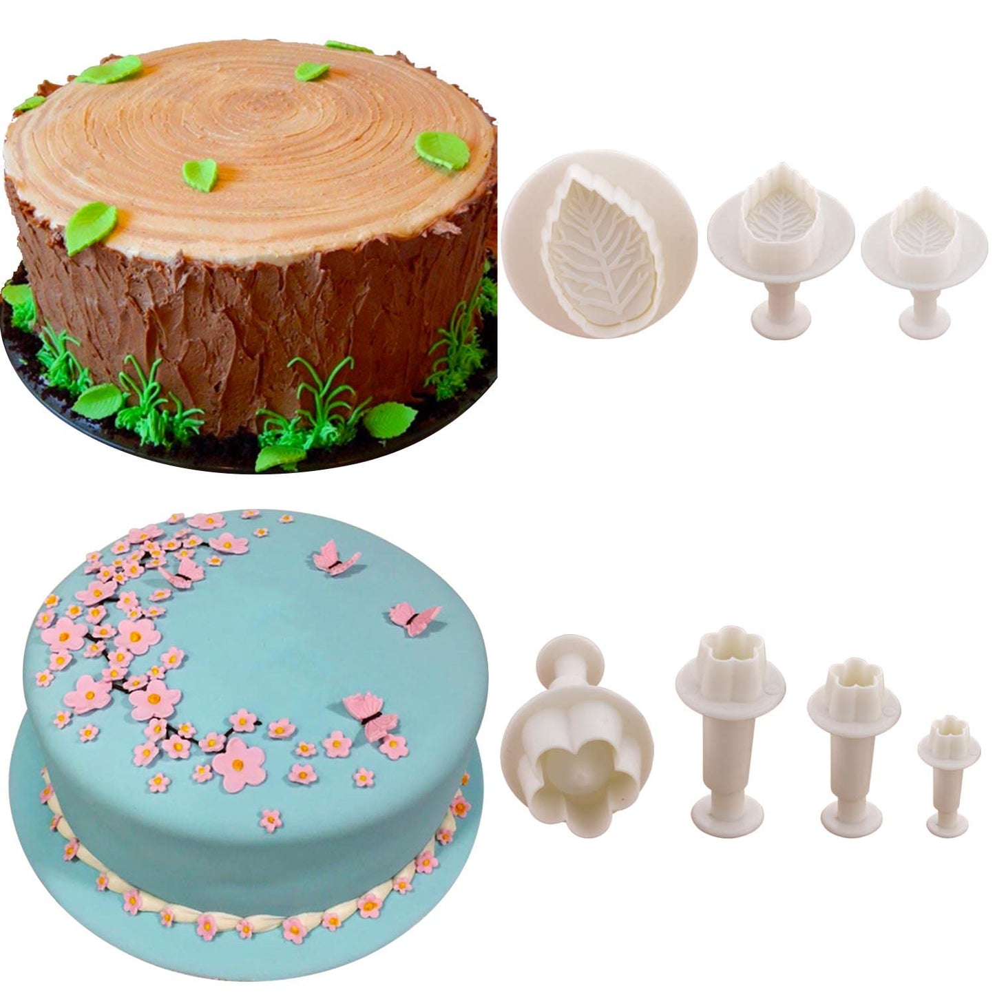 36-piece Flower Fondant Cutters Gum Paste Cookie Stamp Cake Decorating Tool Set - Daisy Leaf Butterfly Heart Plunger Cutter Seal DIY Handmade Clay Embosser Mini Mold Maker