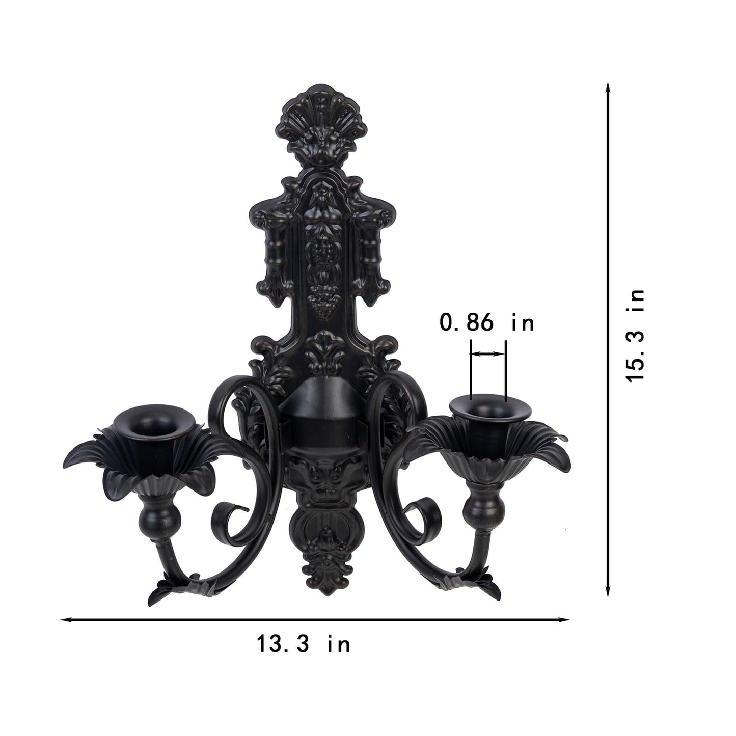 CC wonderland zone Candle Sconce(Set of 2)-Metal Gothic Wall Decorations-Rustic Home Decor-Black Gold Wall Candle Sconces,Dark Academia Decor
