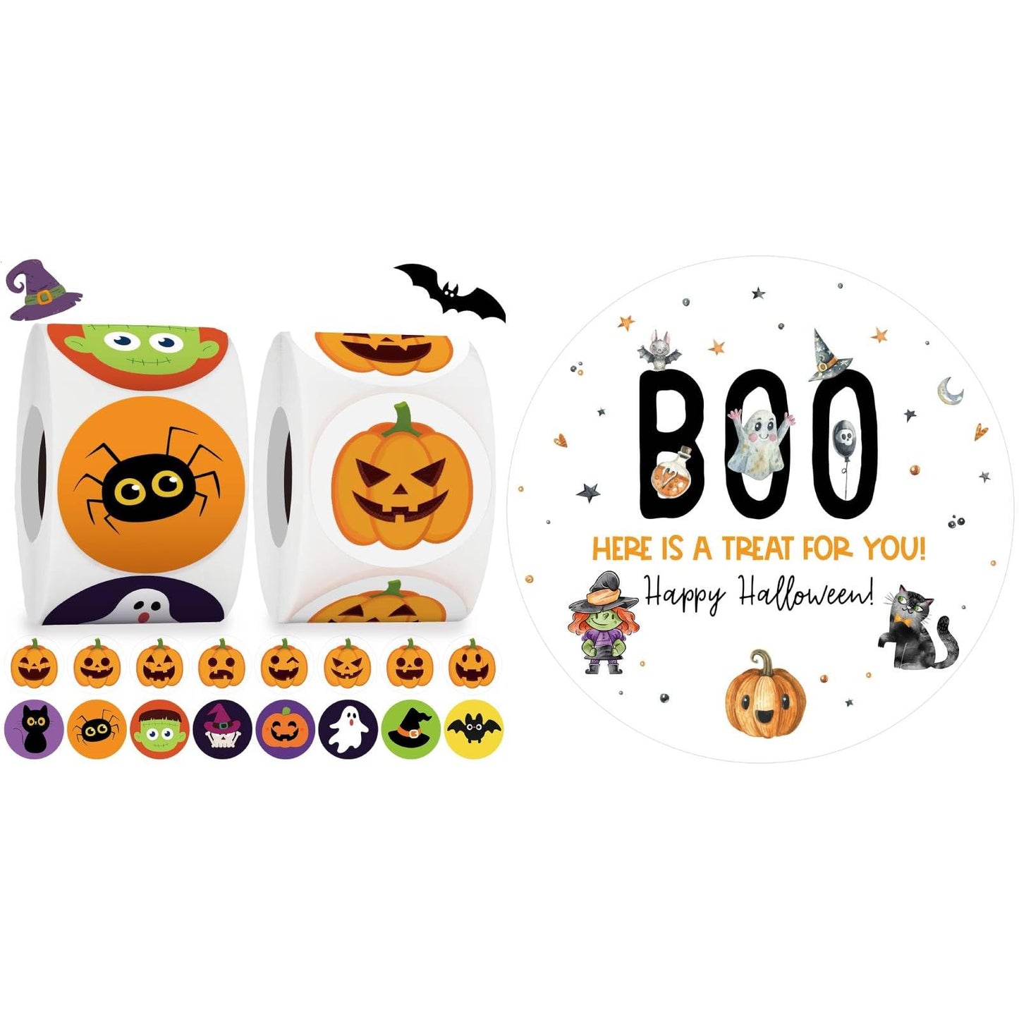 Anwyll 1000Pcs Halloween Stickers + 60Pcs Halloween Labels Gift Stickers