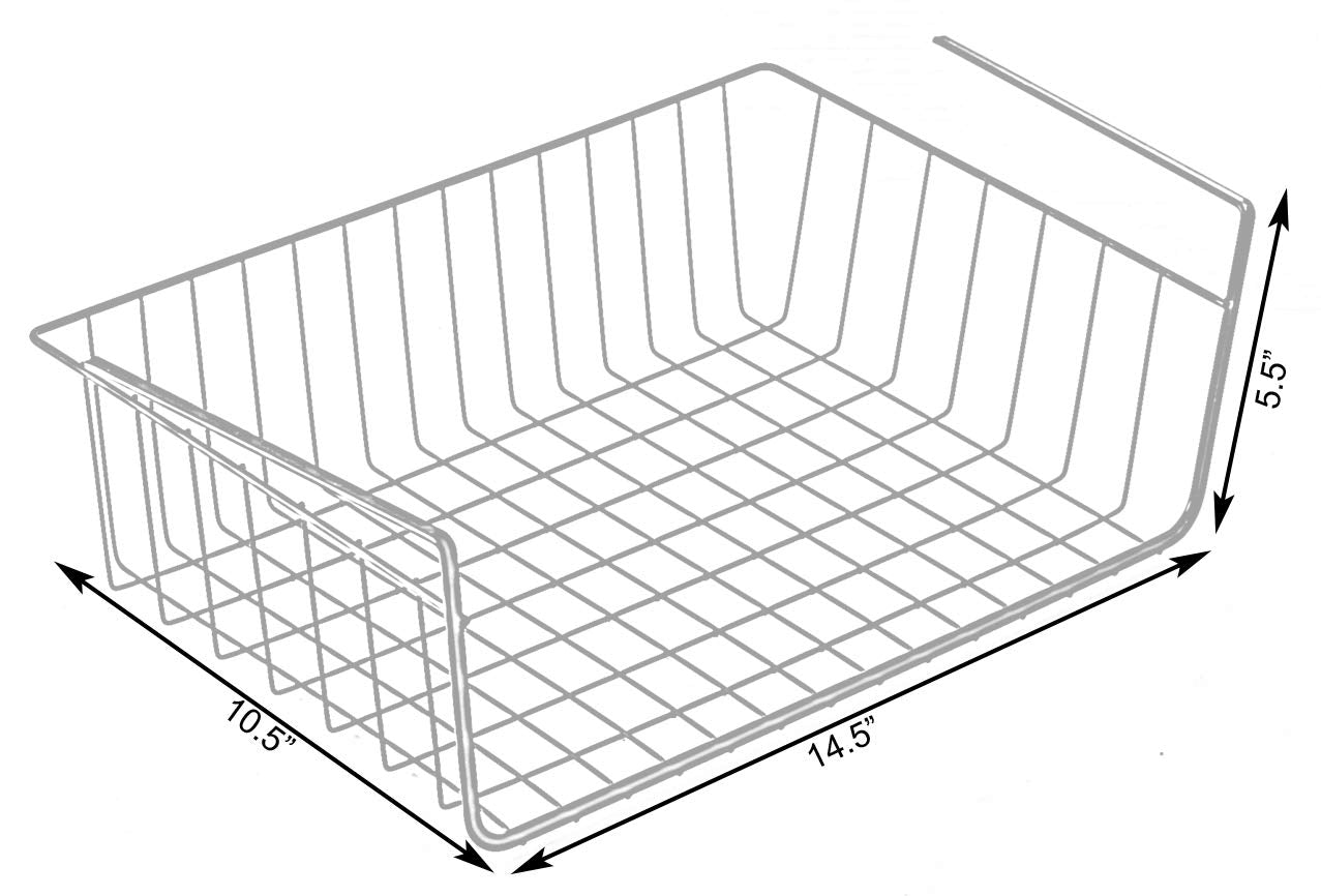 Hanging Under Shelf Metal Storage Basket, Set of 2