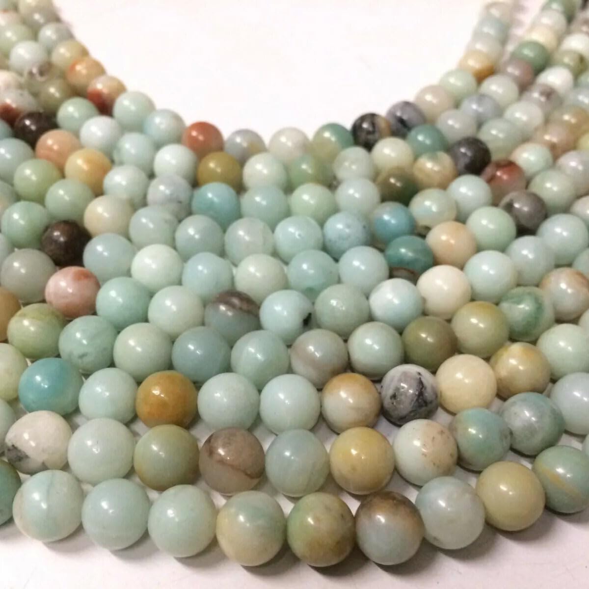 6mm Round Amazonite Stone Beads for Jewelry Making Natural Gemstone Semi Precious Strand 15 Inch(58-60pcs/Strand)