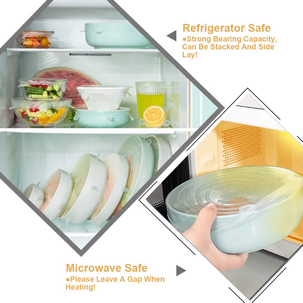 LELE LIFE 4 Pack Same Size Silicone Stretch Lids, Thicker Reusable Sturdy Silicone Container Cover, Expandable Food Storage Covers, Dishwasher and Freezer Safe, 8.07in(20.5cm)