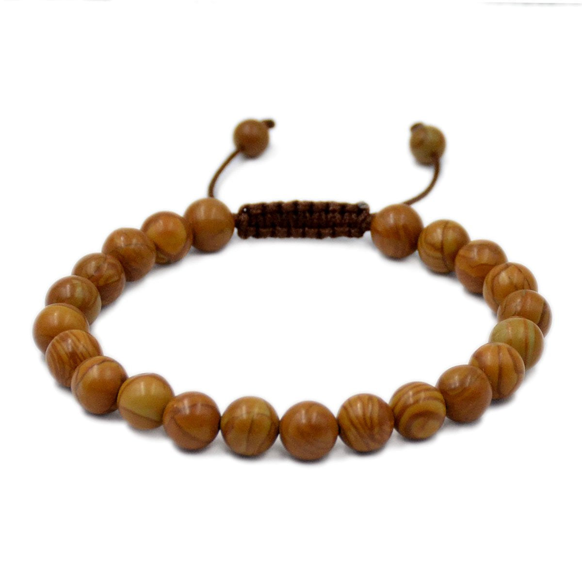AD Beads Natural 8mm Gemstone Bracelets Healing Power Crystal Macrame Adjustable 7-9 Inch (Woodgrain)