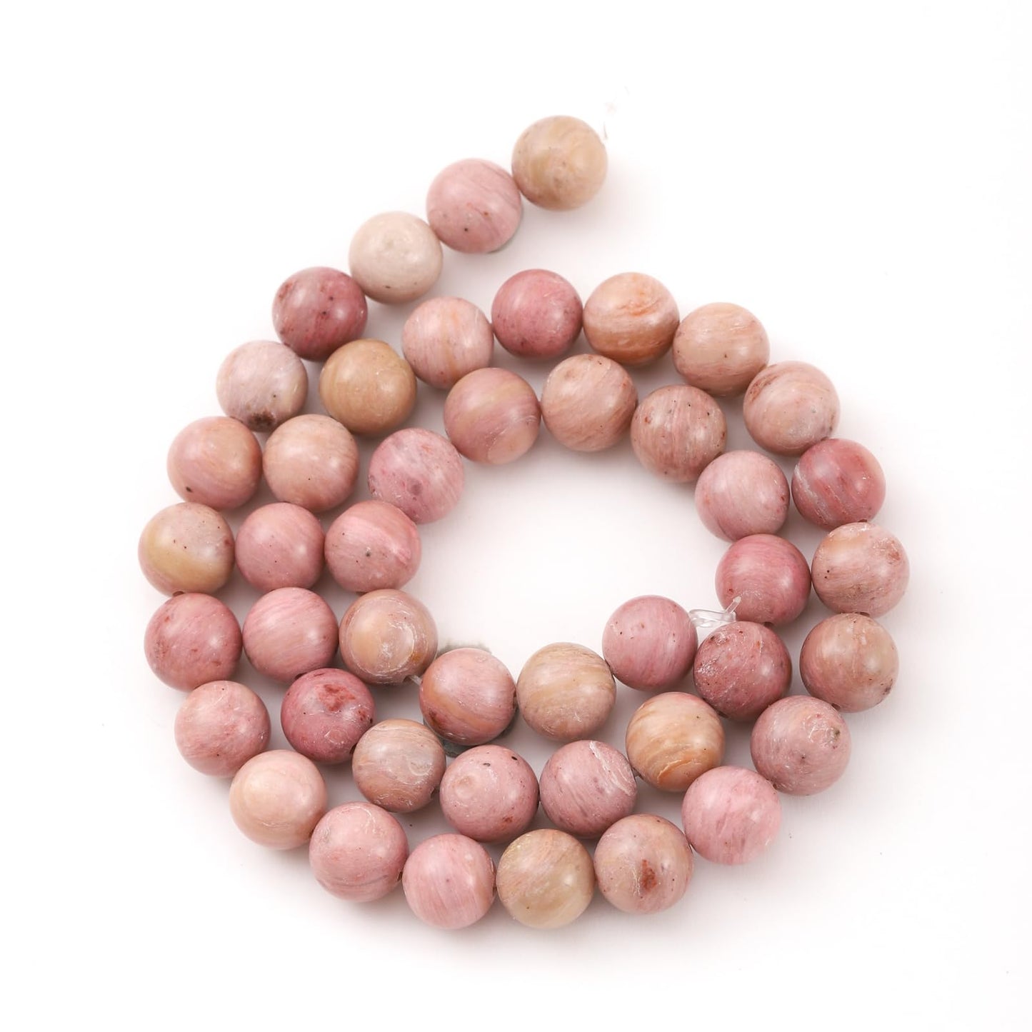 10mm 38pcs DIY Natural Rhodochrosite Stone Beads Round Healing Crystal Gemstone Loose Beads for Jewelry Making Handmade Bracelet Necklace