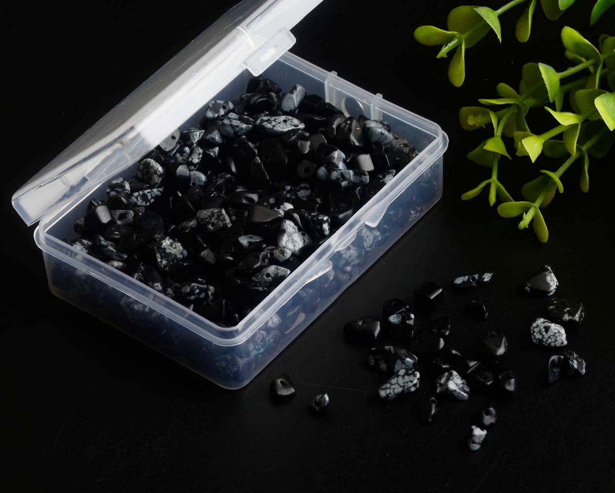 Natural Chip Stone Beads Snowflake 5-8mm About 400 Pieces Irregular Gemstones Healing Crystal Loose Rocks Bead Hole Drilled DIY for Bracelet Jewelry Making Crafting (5-8mm, Snowflake Obsidian Jasper)