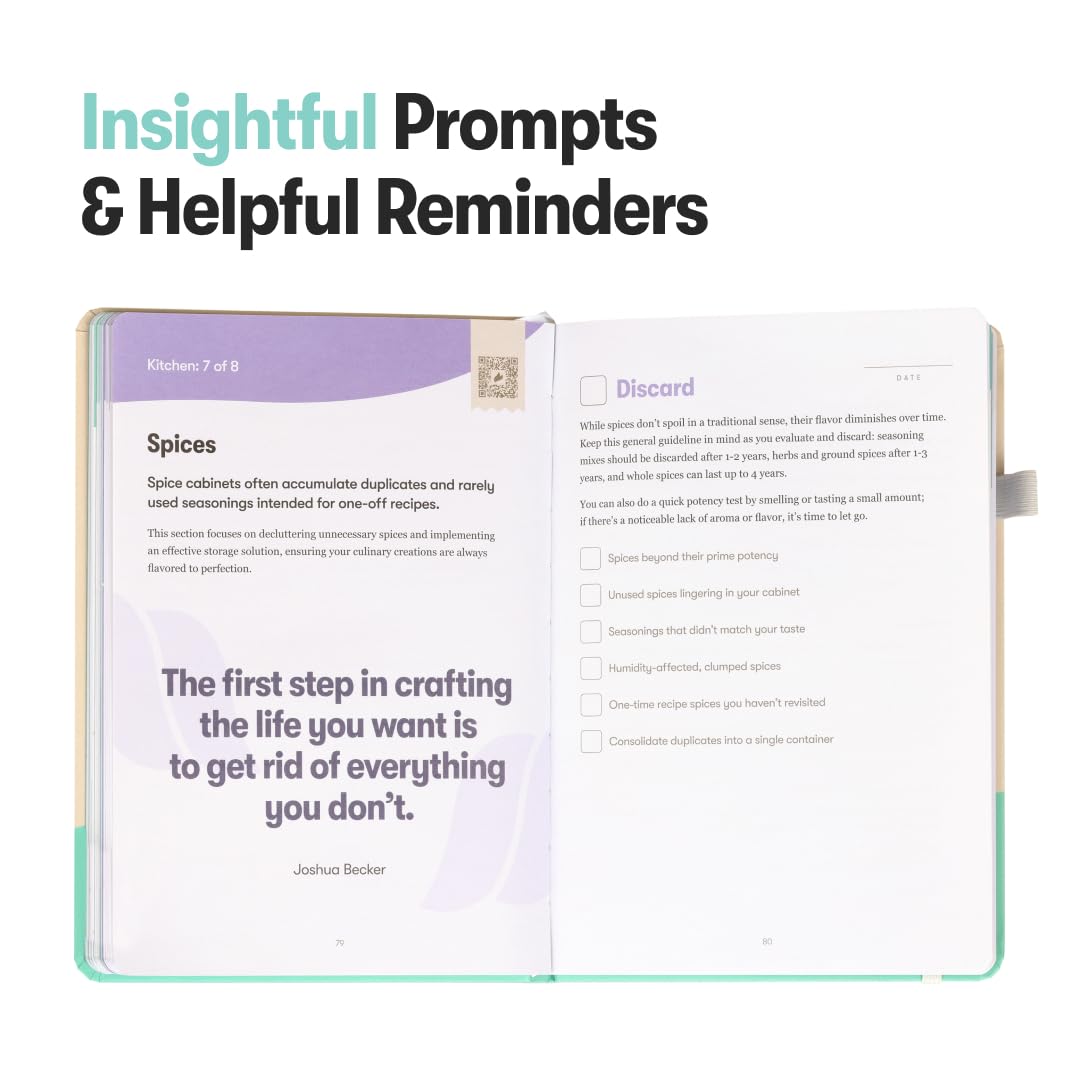 The Home Organization Sidekick Journal by Habit Nest. A Step-by-Step Guide to Declutter, and Organize your Home. Coaches you through Decluttering, Room by Room.