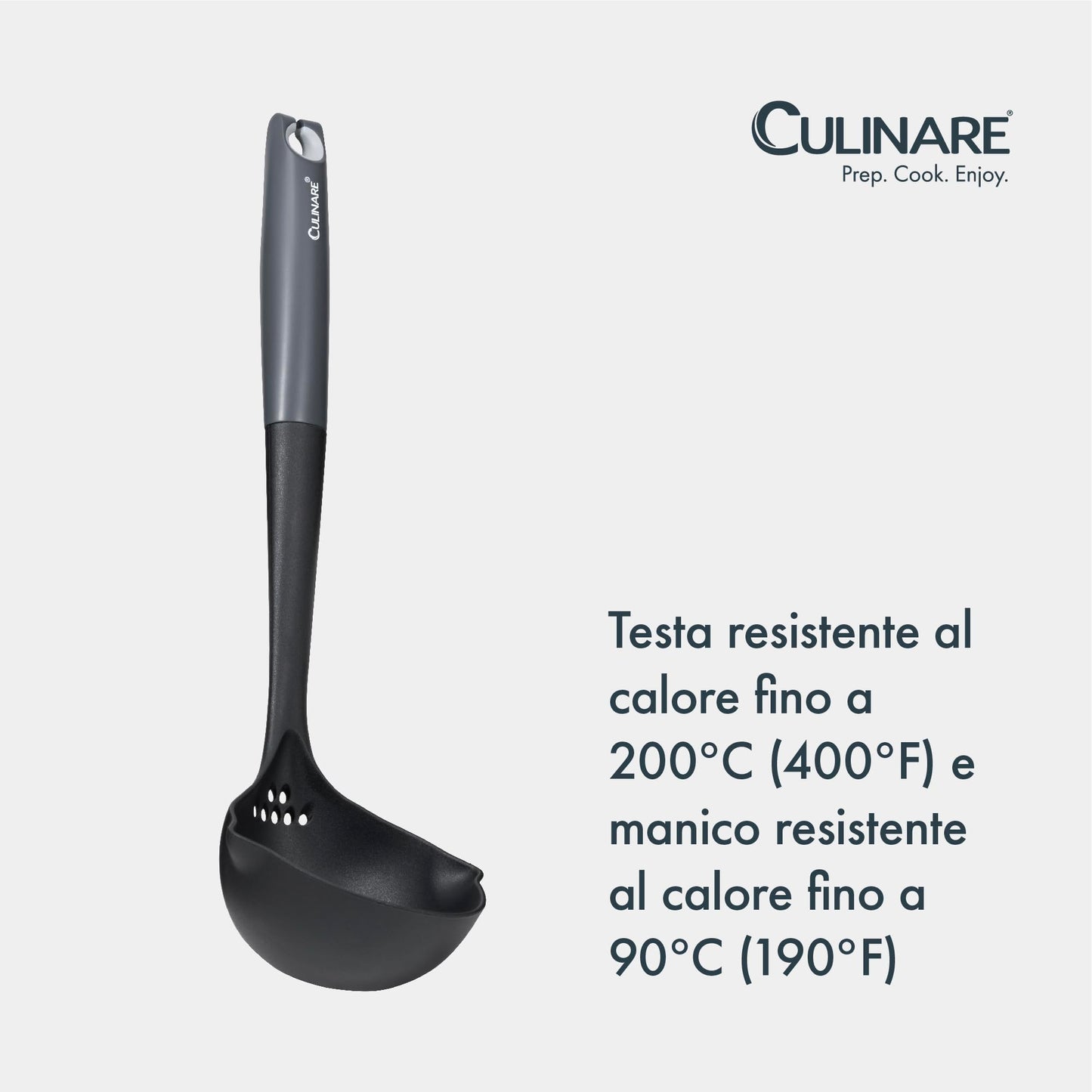 Culinare Soup Ladle with Dual Pouring Spouts & Herb Stripper – Heat-Resistant, Non-Stick Safe Serving Spoon for Soups, Stews & Sauces – Ergonomic Handle, Dishwasher Safe, Easy Storage