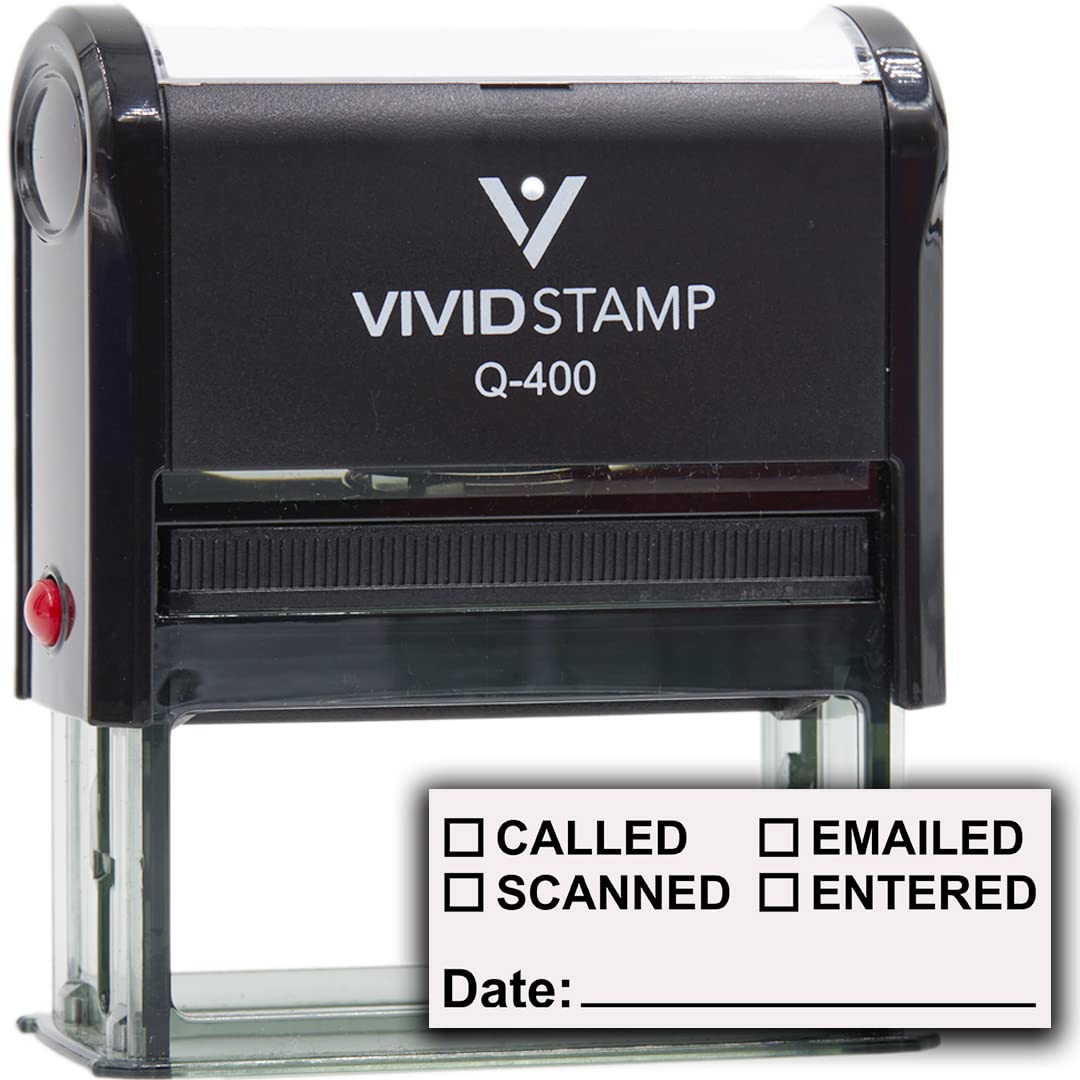 [] Called [] Scanned [] Emailed with Date Line Self-Inking Office Rubber Stamp (Black Ink) - Q-400