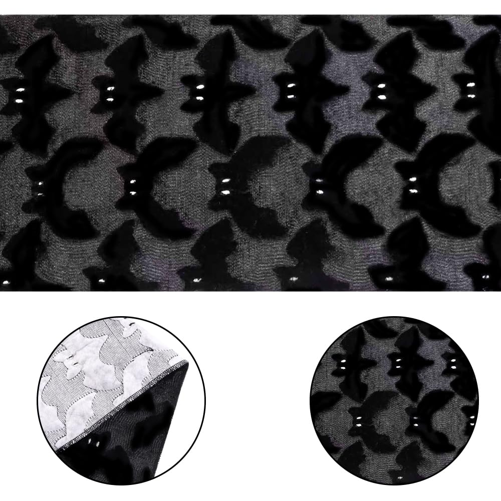 Heirloom Haven Black Bats Halloween Table Runner 13x72 Inch,Soft Plush Faux Fur Jacquard Seasonal Holiday Kitchen Dining Tabletop Runners for Home Indoor Decoration