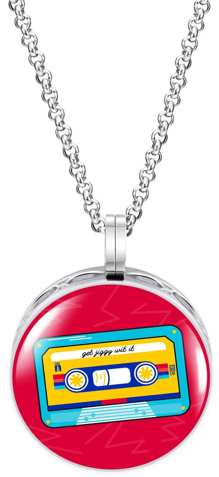 Wild Essentials Red Tape Enamel Finish Essential Oil Diffuser Necklace Gift Set - Includes Aromatherapy Pendant, 24" Stainless Steel Chain, 8 Color Refill Pads
