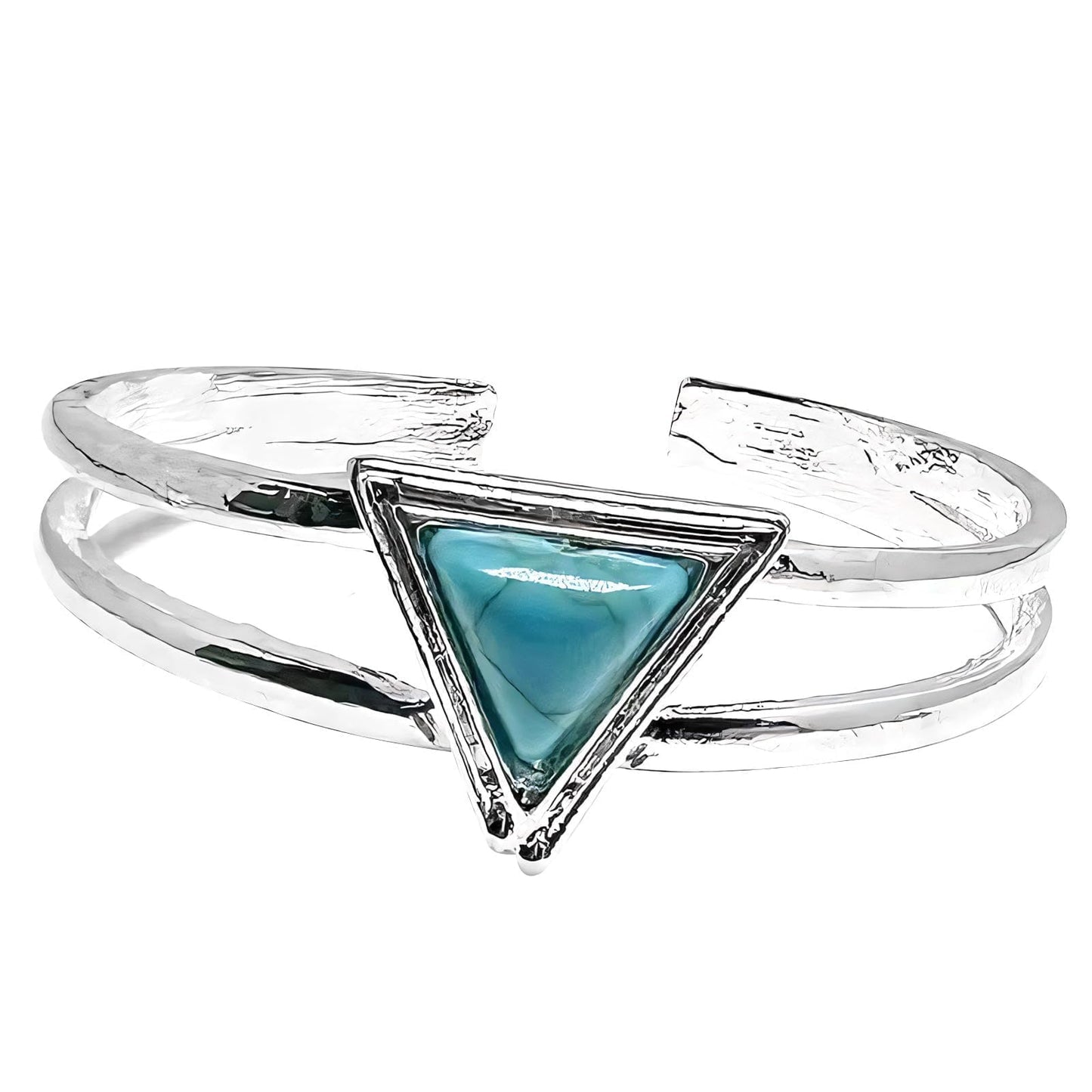 Handmade 925 Sterling Silver Turquoise Bracelets for Women & Men Boho Turquoise Triangle Bangle Bracelet Open Adjustable Wide Stacking Cuff Bangles Bracelets Jewelry for Women Birthday Everyday Wear